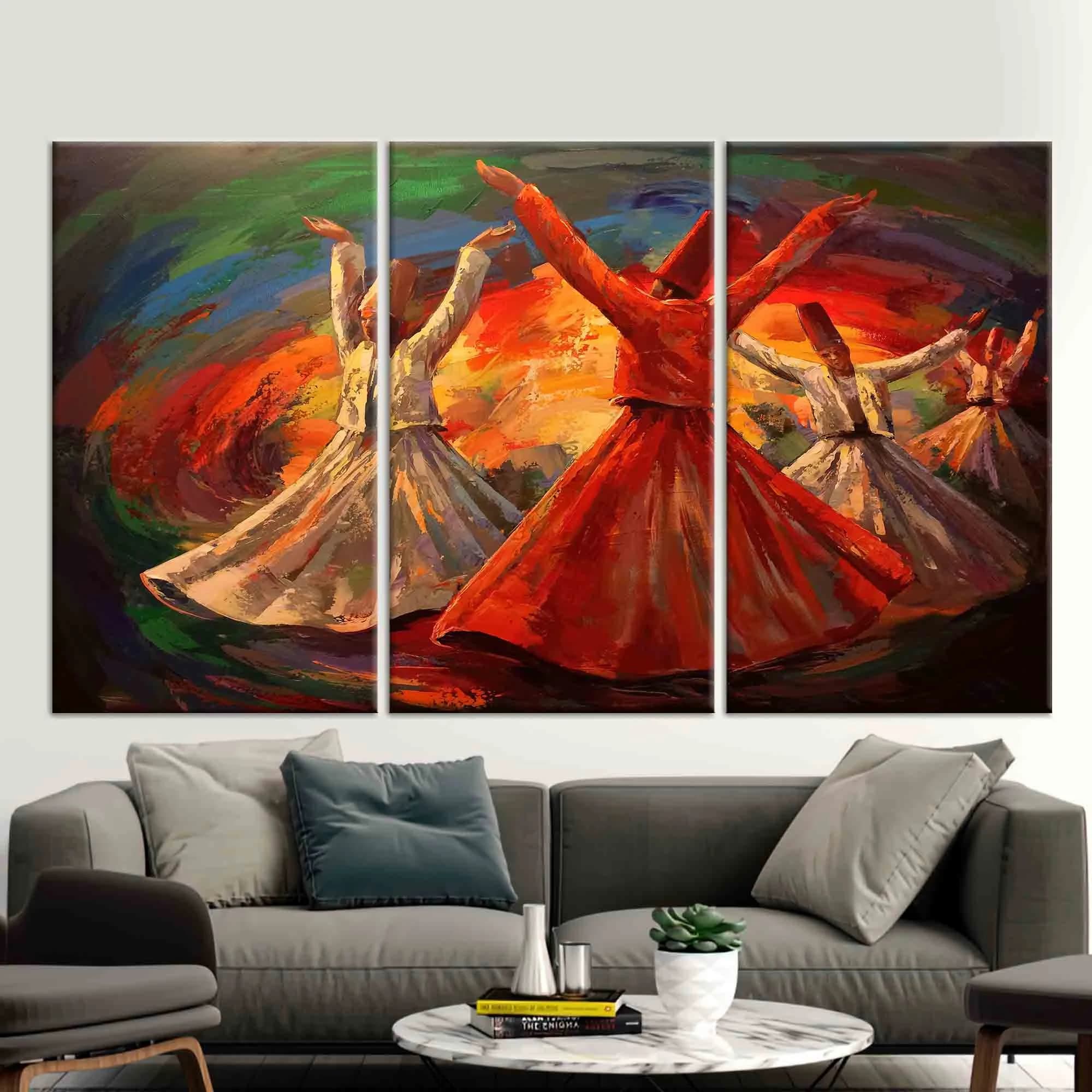 Whirling Dervish Oil Painting Canvas Print: Muslim Art Wall Decor - image 4