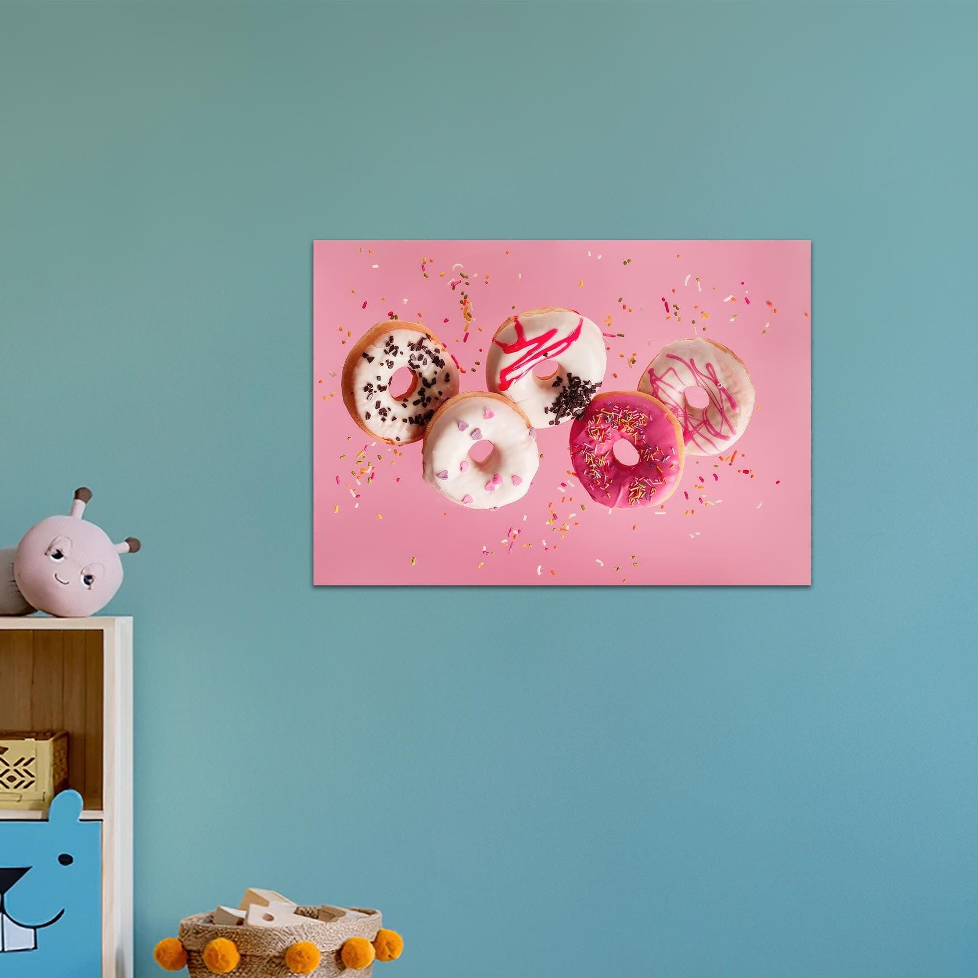 Doughnuts Canvas Print: Sweet Food Wall Art, Pink Decor