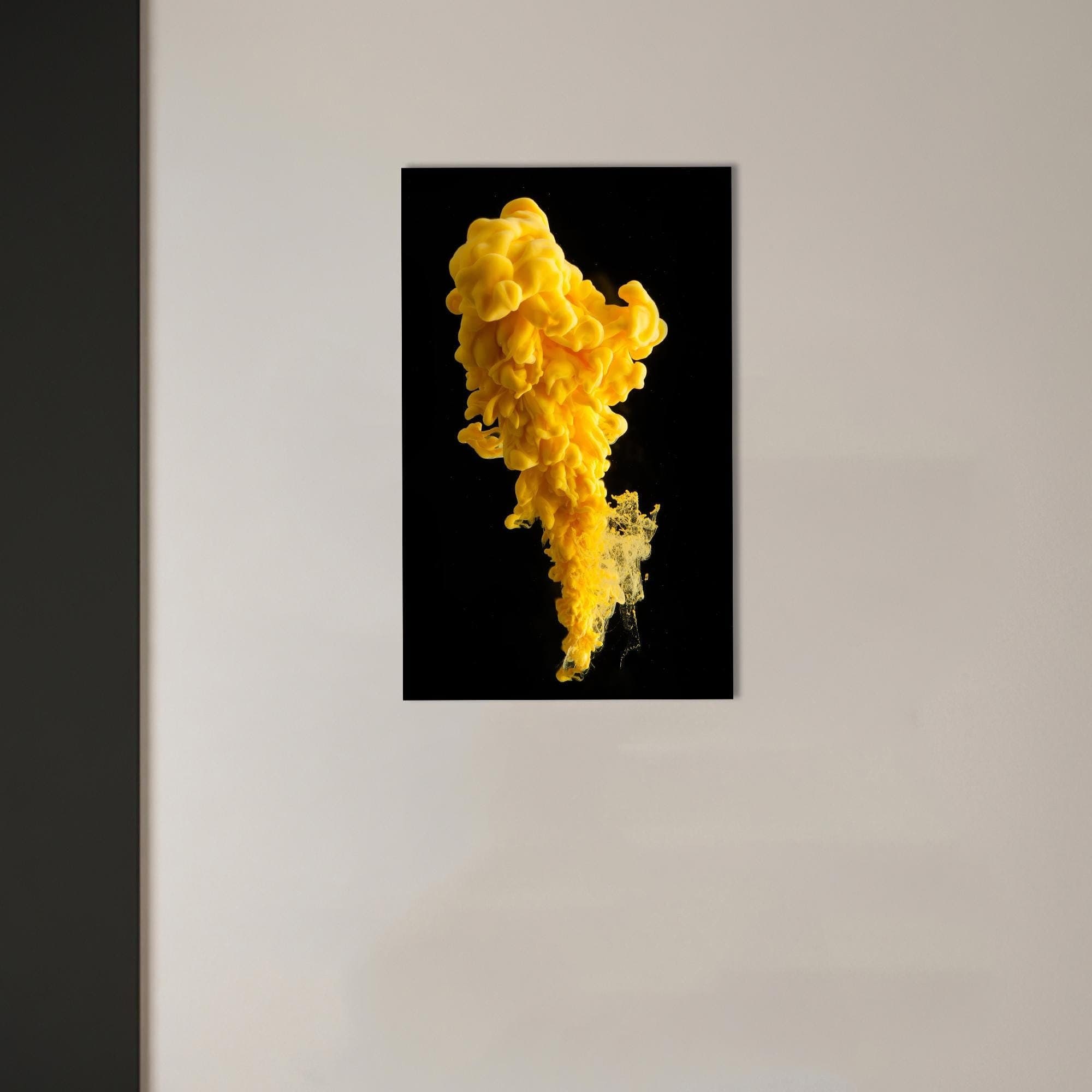 Yellow Smoke Abstract Glass Wall Art: Modern Home Decor