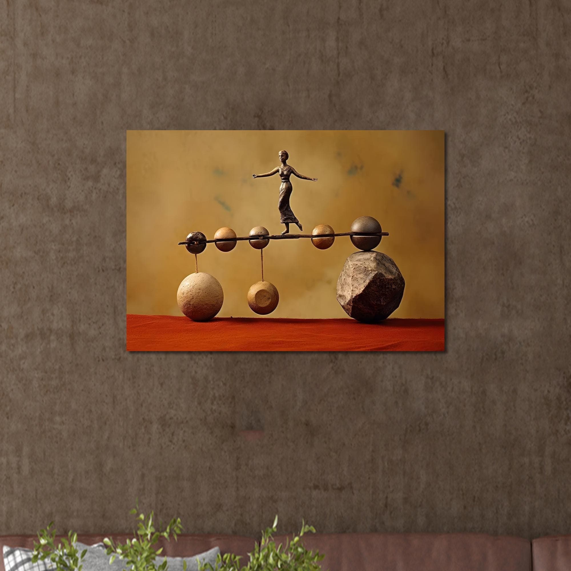 Abstract Woman Balancing Act Glass Wall Art: Bohemian Decor - image 3