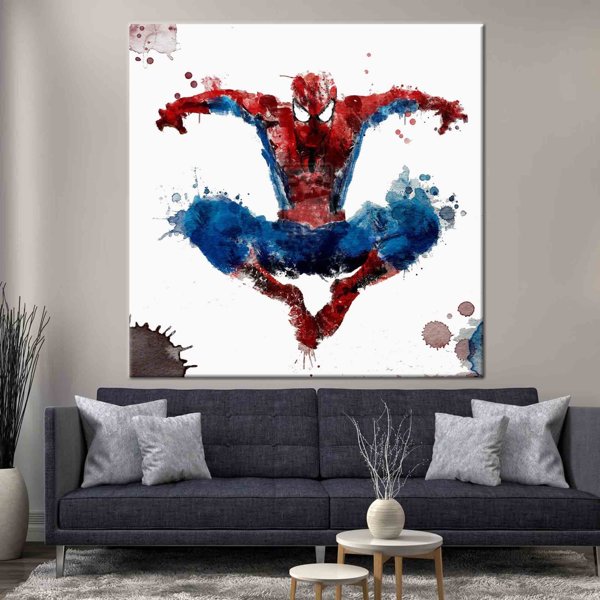 Spider-Man Watercolor Canvas Print: Superhero Wall Art