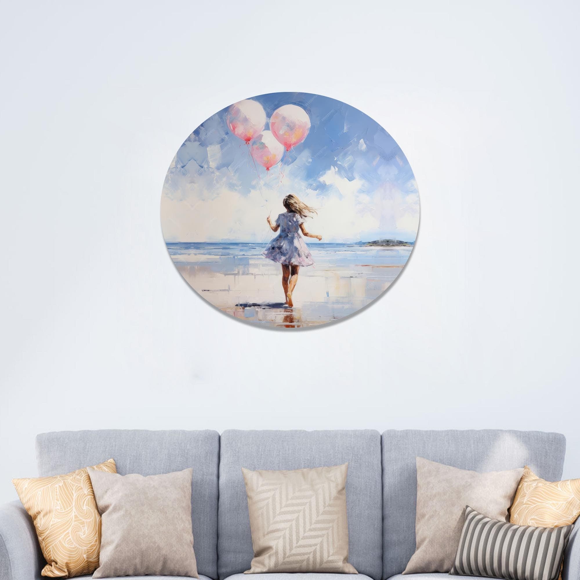 Girl with Balloons Canvas Print: Abstract Beach Wall Art - image 4