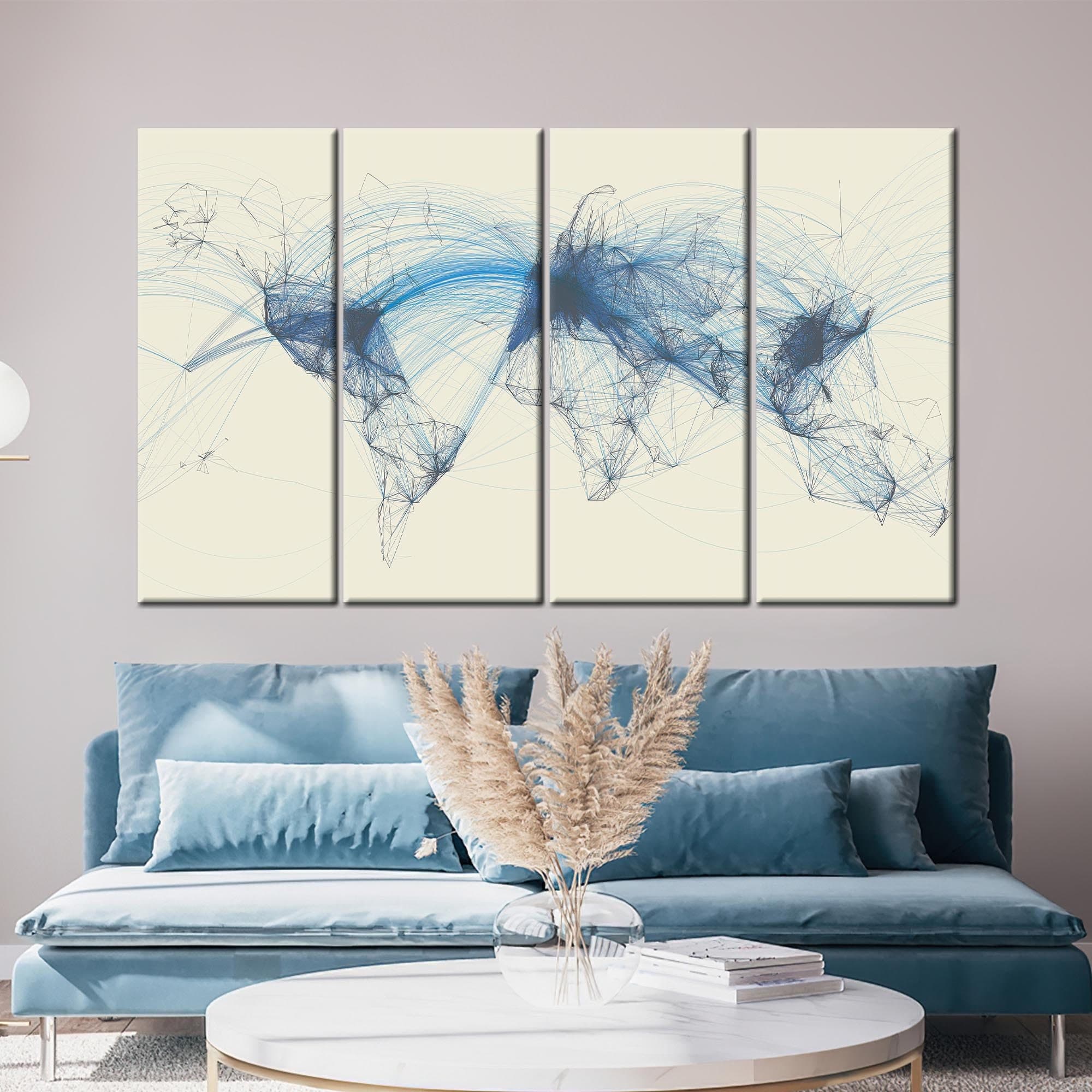 Air Traffic World Map Canvas Print: 3D Aviation Art, Office Decor - image 5