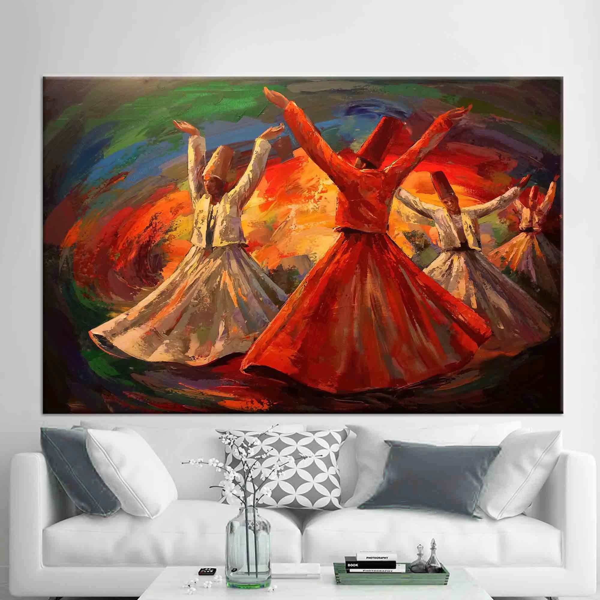 Whirling Dervish Oil Painting Canvas Print: Muslim Art Wall Decor - image 3