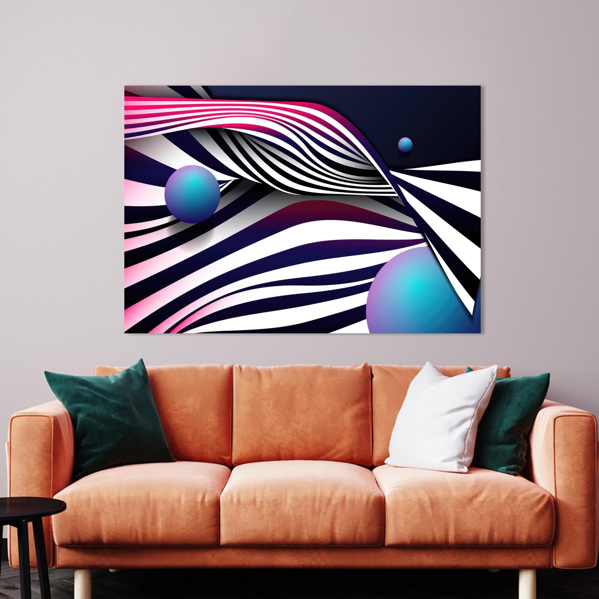 Modern Abstract Glass Wall Art: Black, White & Blue Lines Decor - image 3