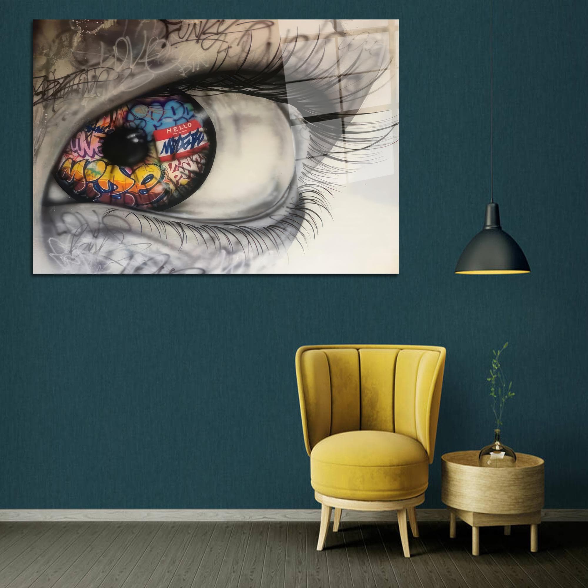 Hello Wall Decoration, Eye Graffiti Wall Art, Colorful Glass Wall, Graffiti Wall Hanging, Personalized Gift For Dad, - image 3