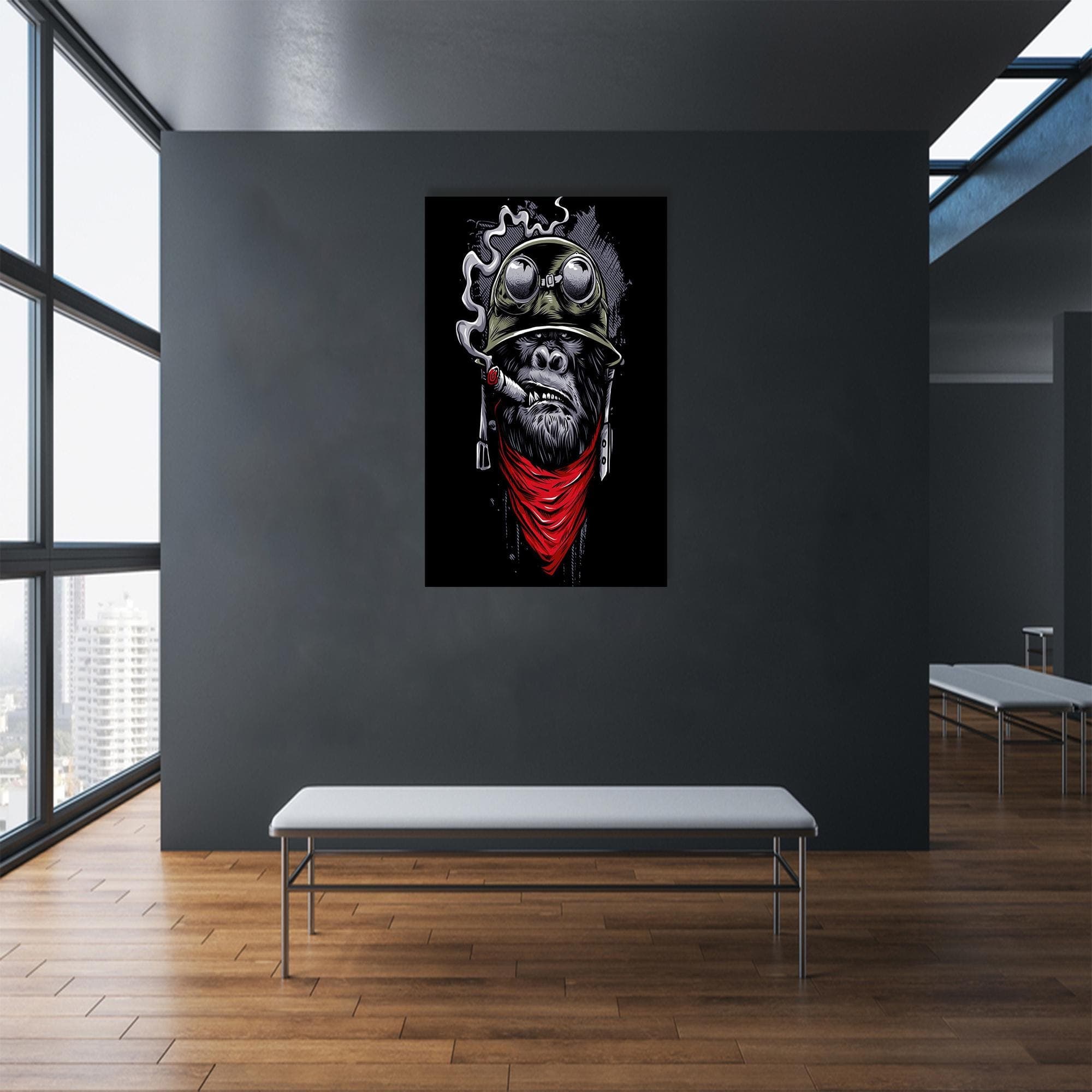 Man Cave Wall Decoration, Smoking Chimp Glass Art, Chimp Glass, Modern Wall Hanging, Glass Art Gift, Bohemian Decor Art, - image 3