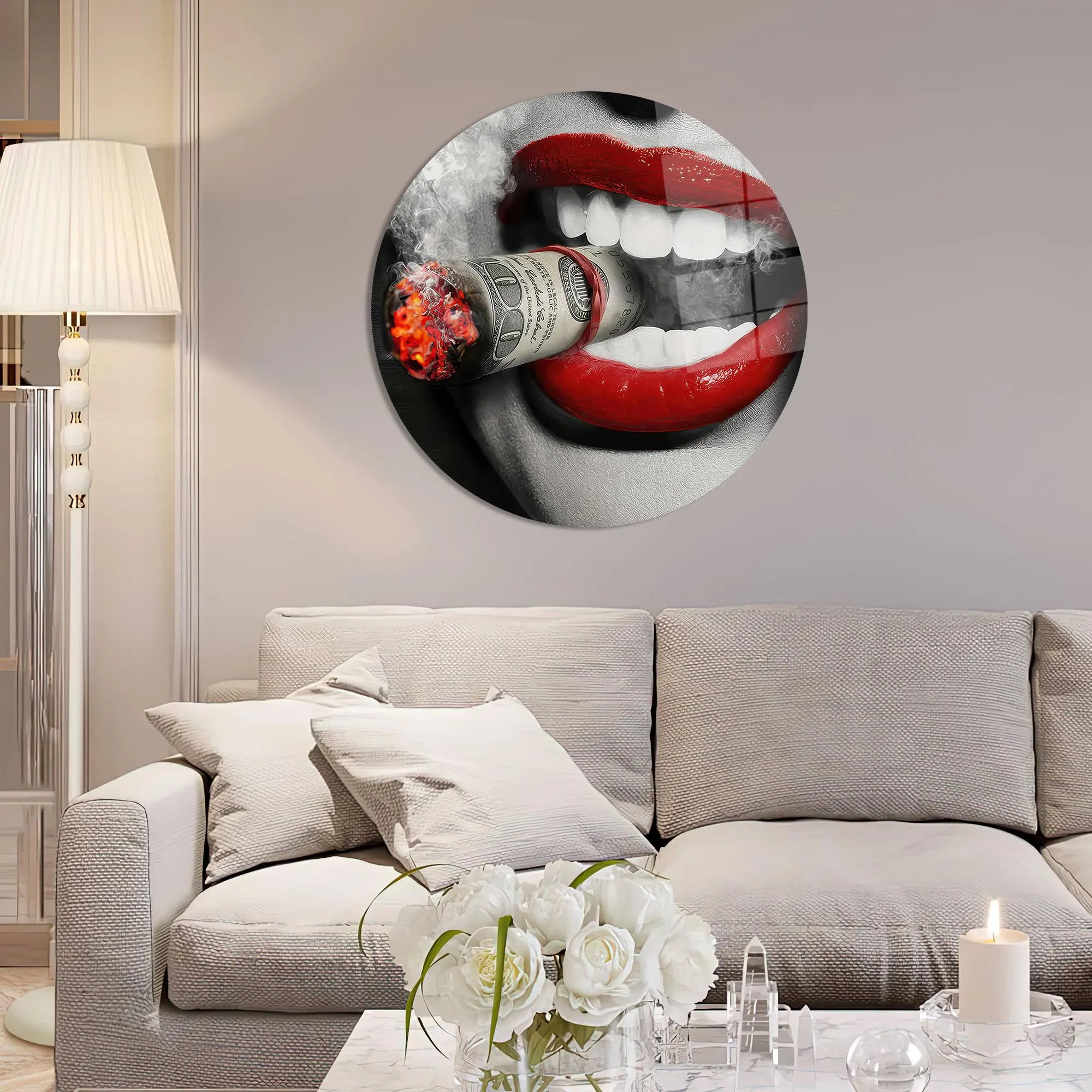 Modern Wall Decor, Money Cigar Glass Wall Art, Room Decor, Woman Wall Decor, Woman Smoking Cigar Glass Wall, Personalized Gift For Her, - image 4