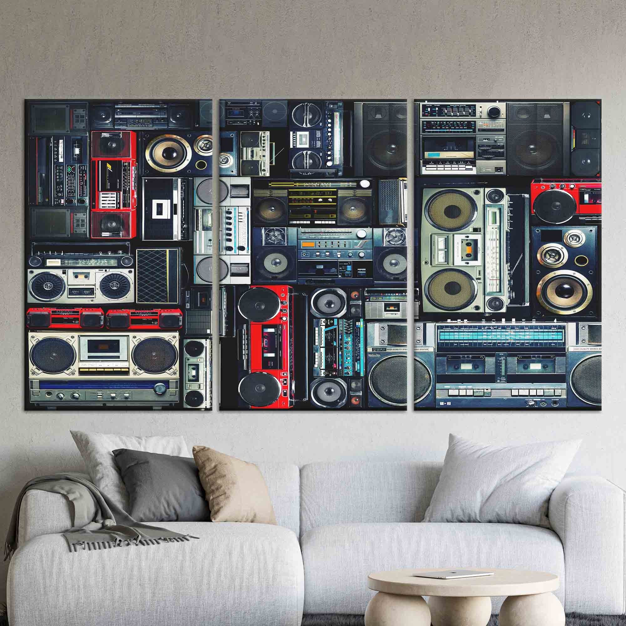 Boombox Canvas Print: Vintage Radio Collage, Music Room Wall Art - image 3
