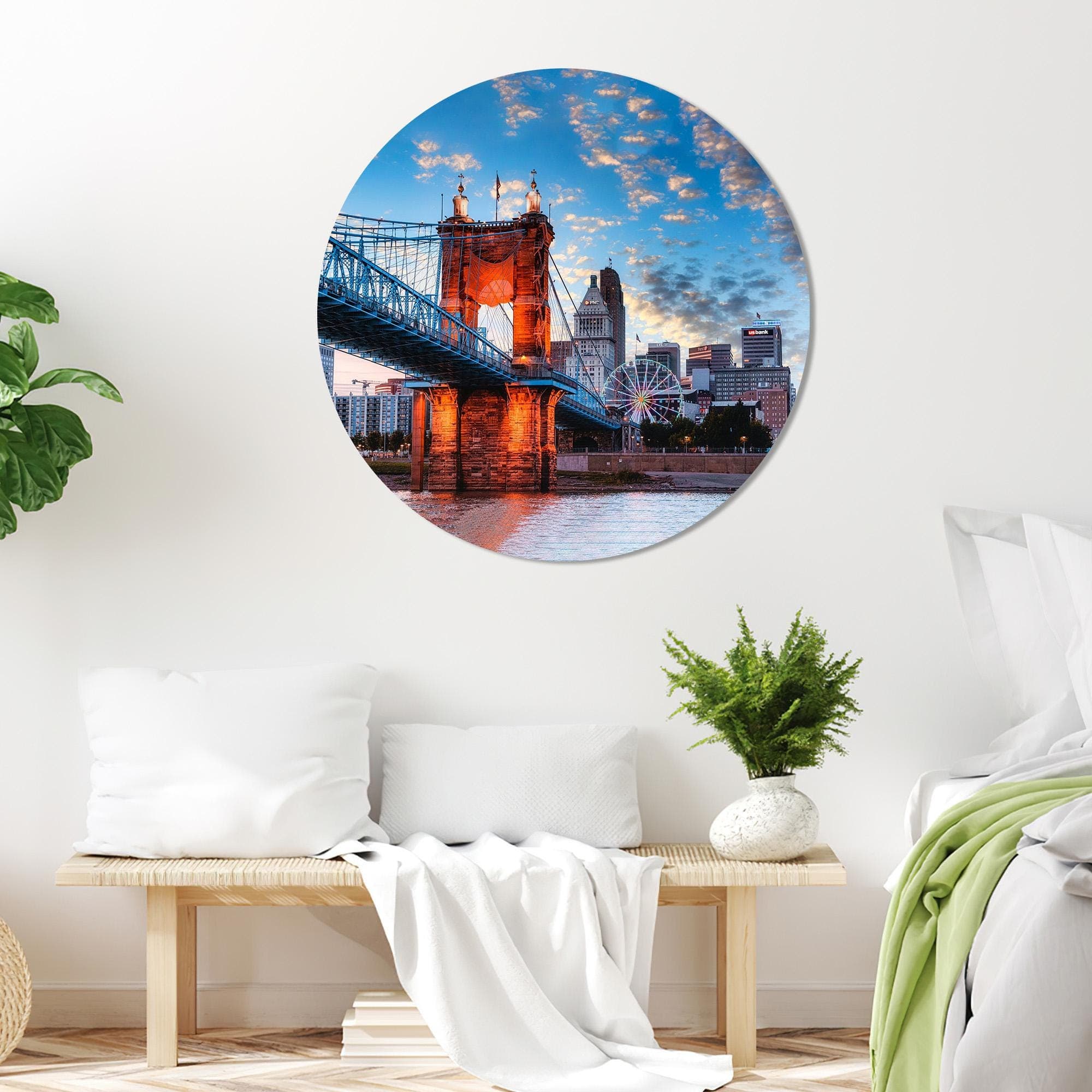 Cincinnati Bridge Tempered Glass Wall Art: City Landscape Decor - image 5