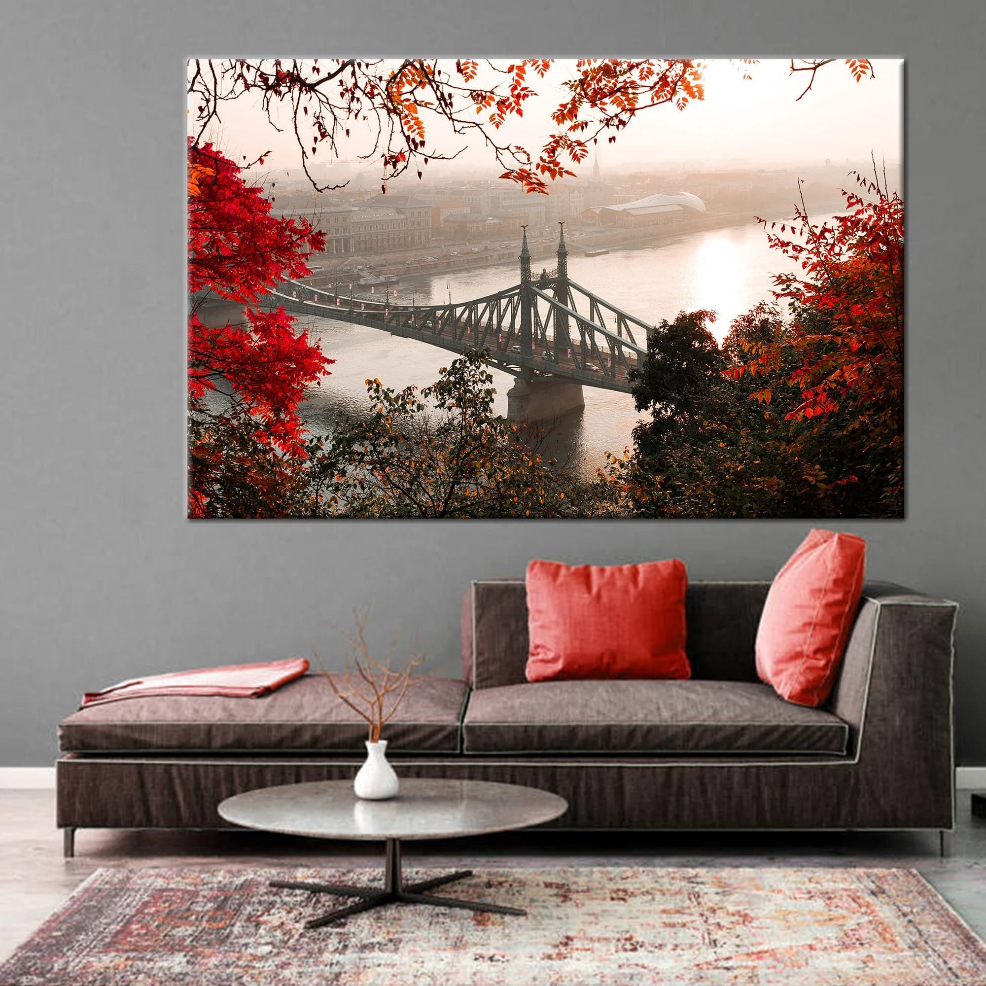 Budapest Liberty Bridge Canvas Print: Autumn Cityscape Wall Art