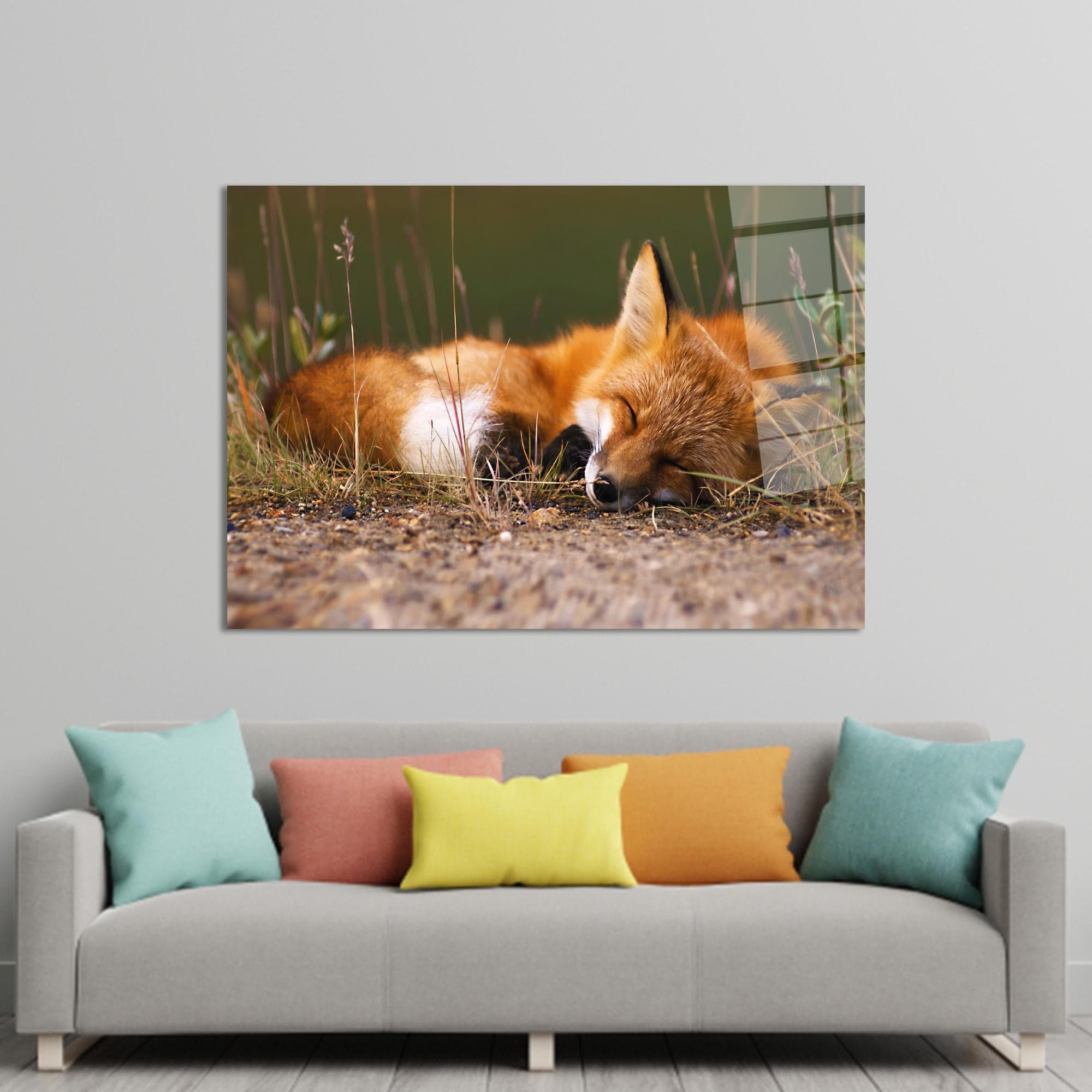 Cute Fox Glass Wall, Animal Wall Art, Sleeping Fox Glass Printing, Personalized Gift, Fox Art Decor, Kitchen Decor, Kids Room Wall Decor, - image 3