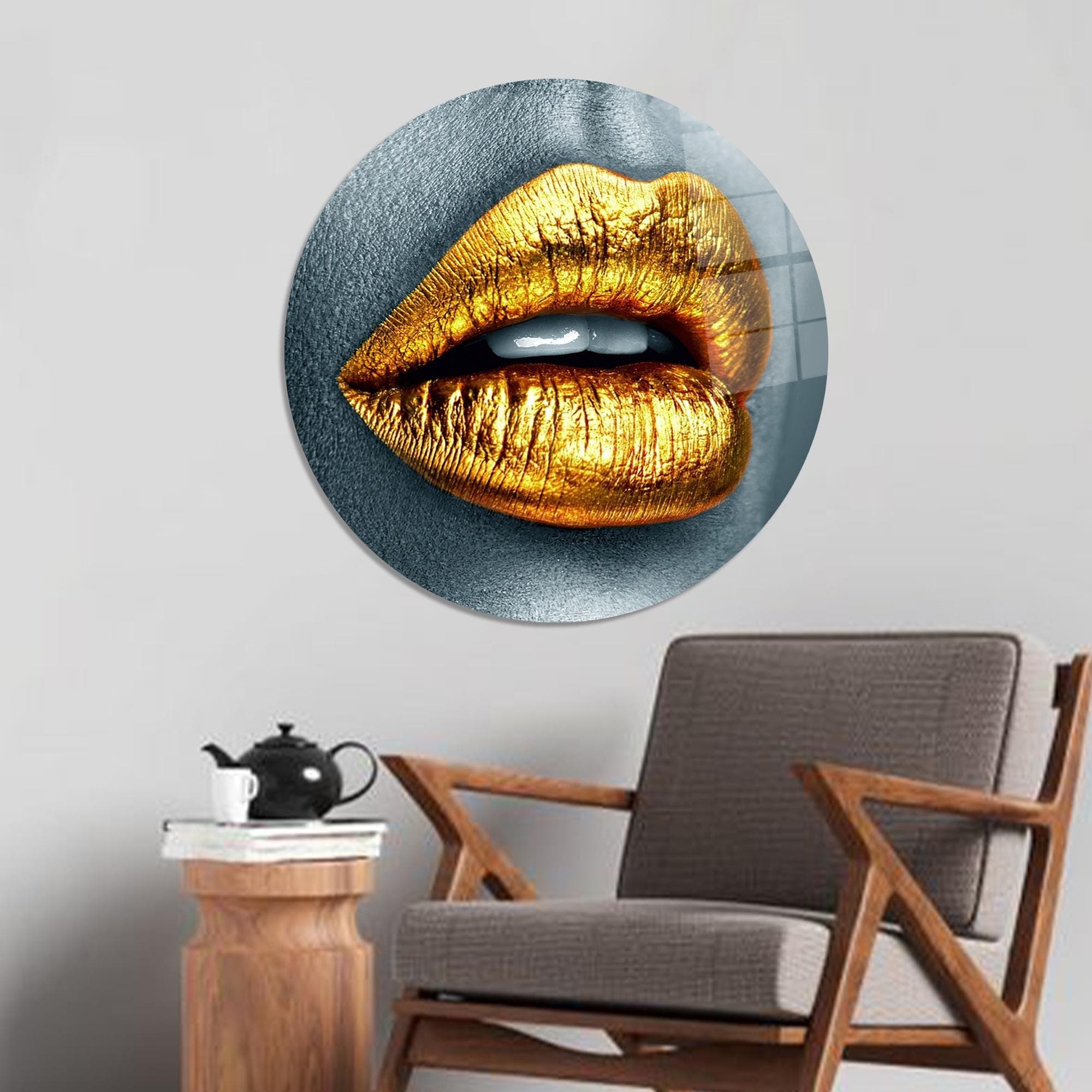 Gold Lipstick Canvas Wall Art: Modern Home Decor