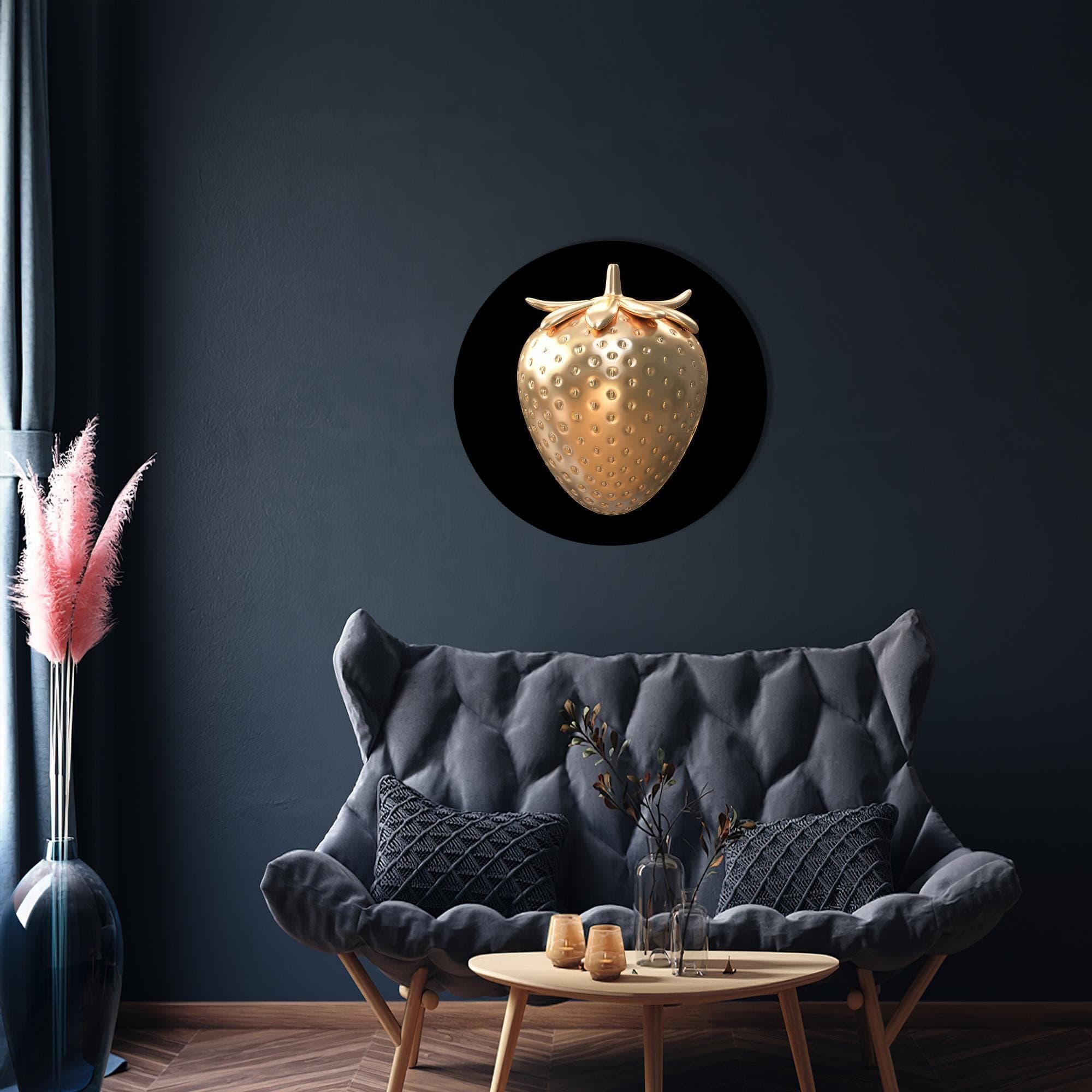 Gold Strawberry Tempered Glass Wall Art: Modern Kitchen Decor - image 5