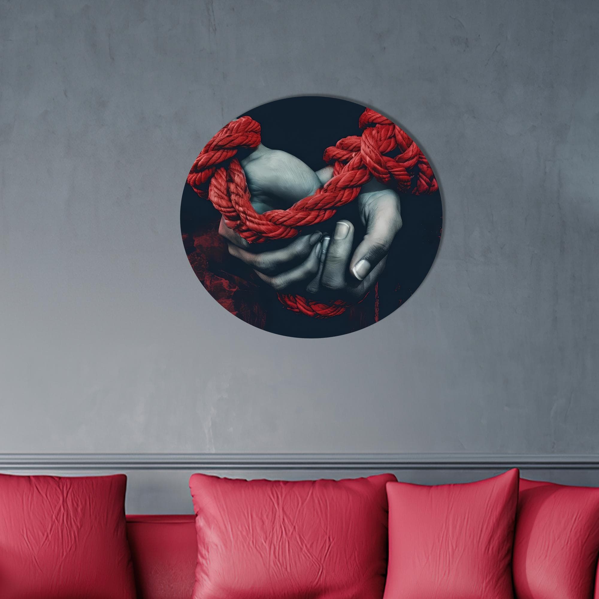 Red Rope Hands Canvas Art: Modern Love Decor - image 5