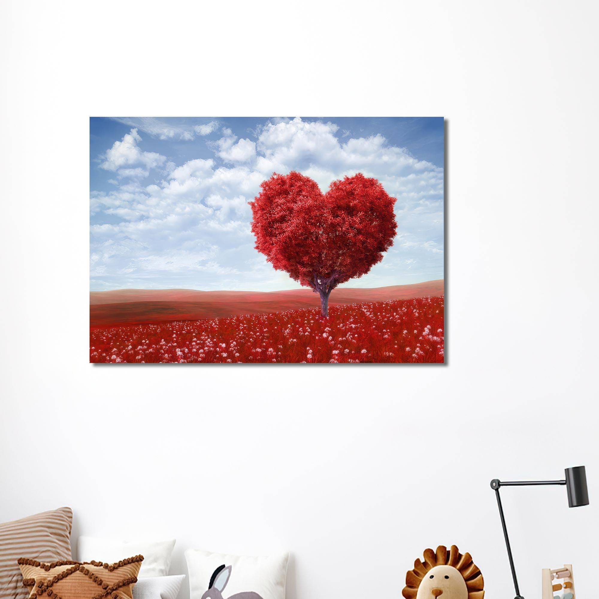 Heart Tree Canvas Art: Red Bohemian Wall Decor, Valentines Gift - image 3