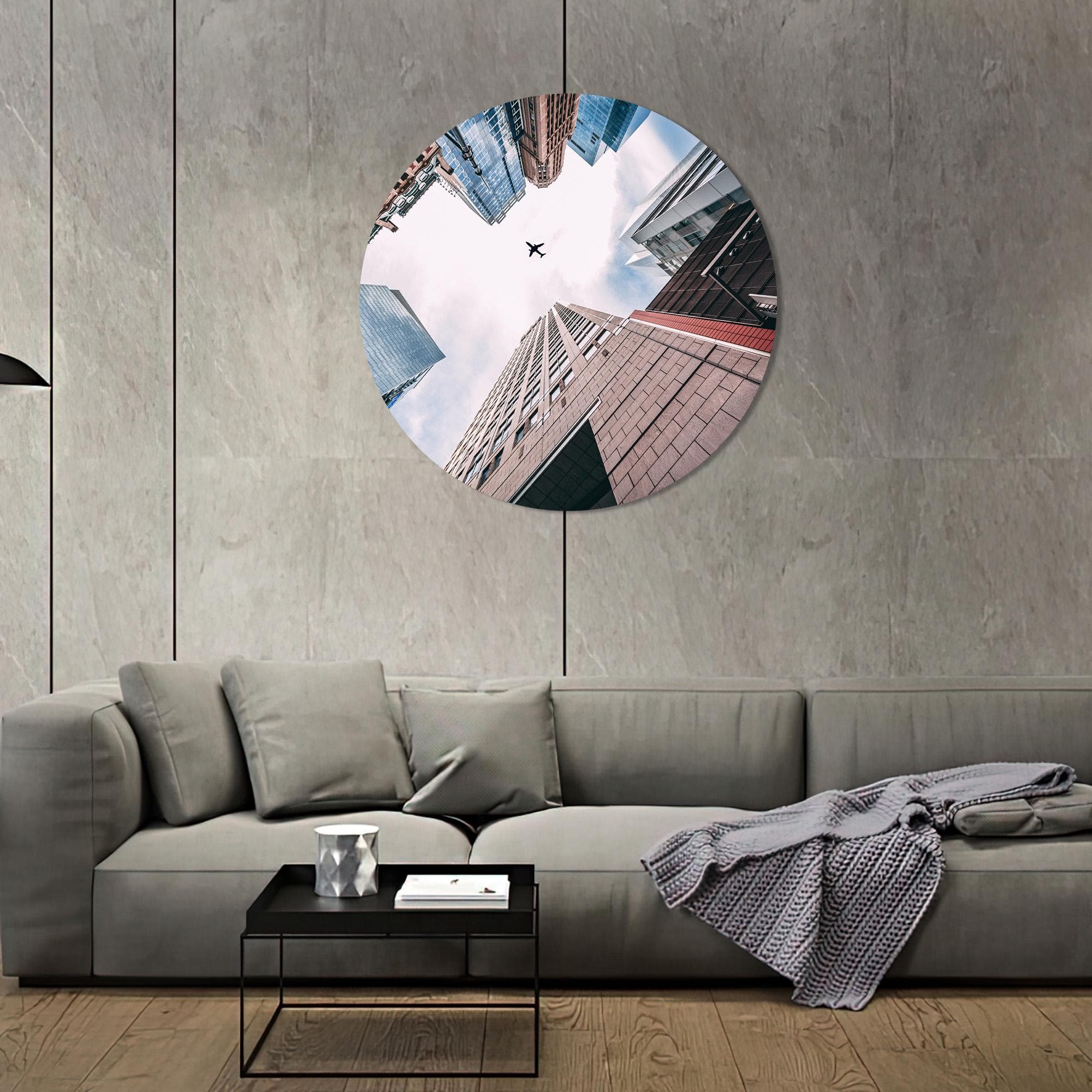 Cityscape Canvas Print: Airplane in Sky, Modern Wall Art - image 5