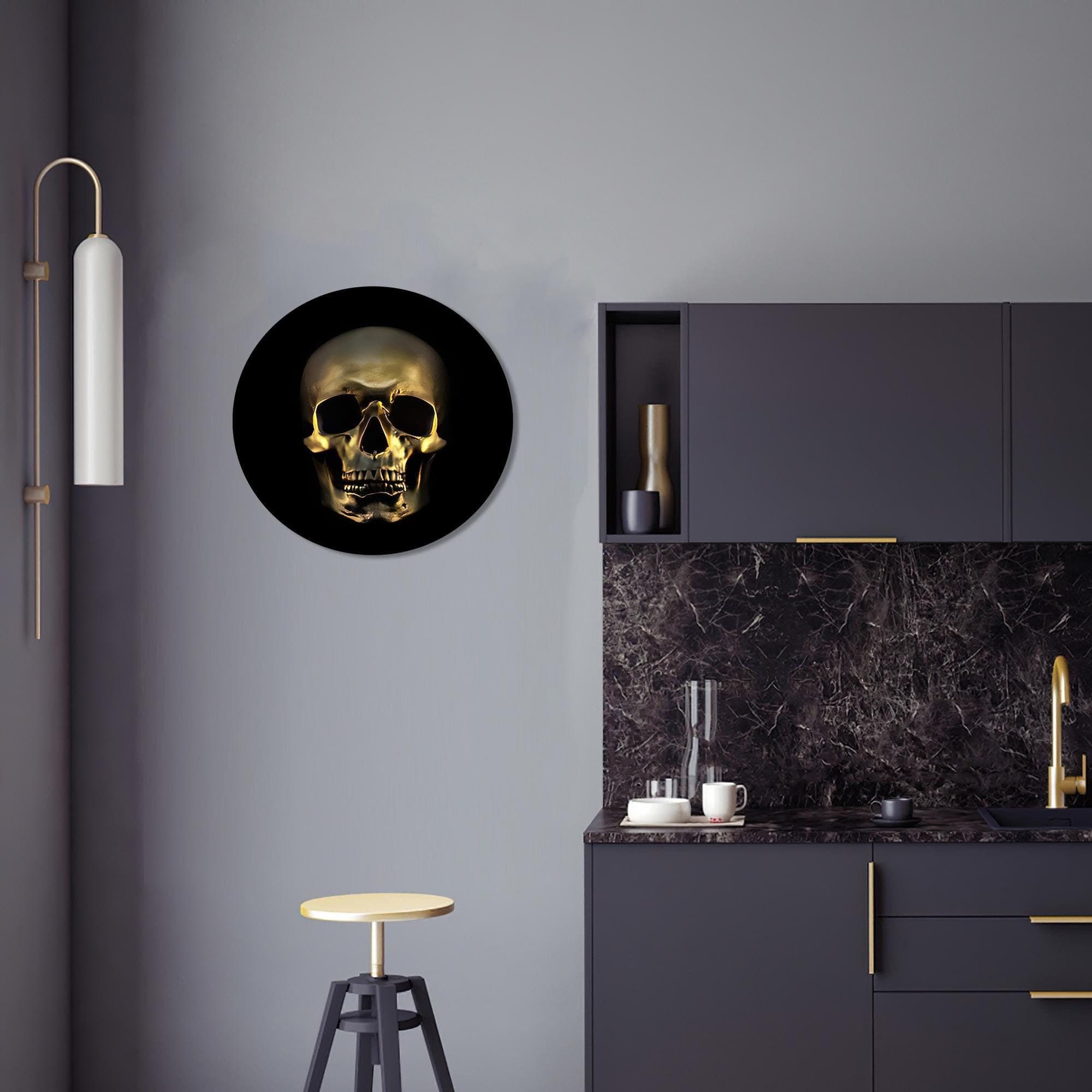 Golden Skull Tempered Glass Wall Art: Modern Boho Decor - image 3