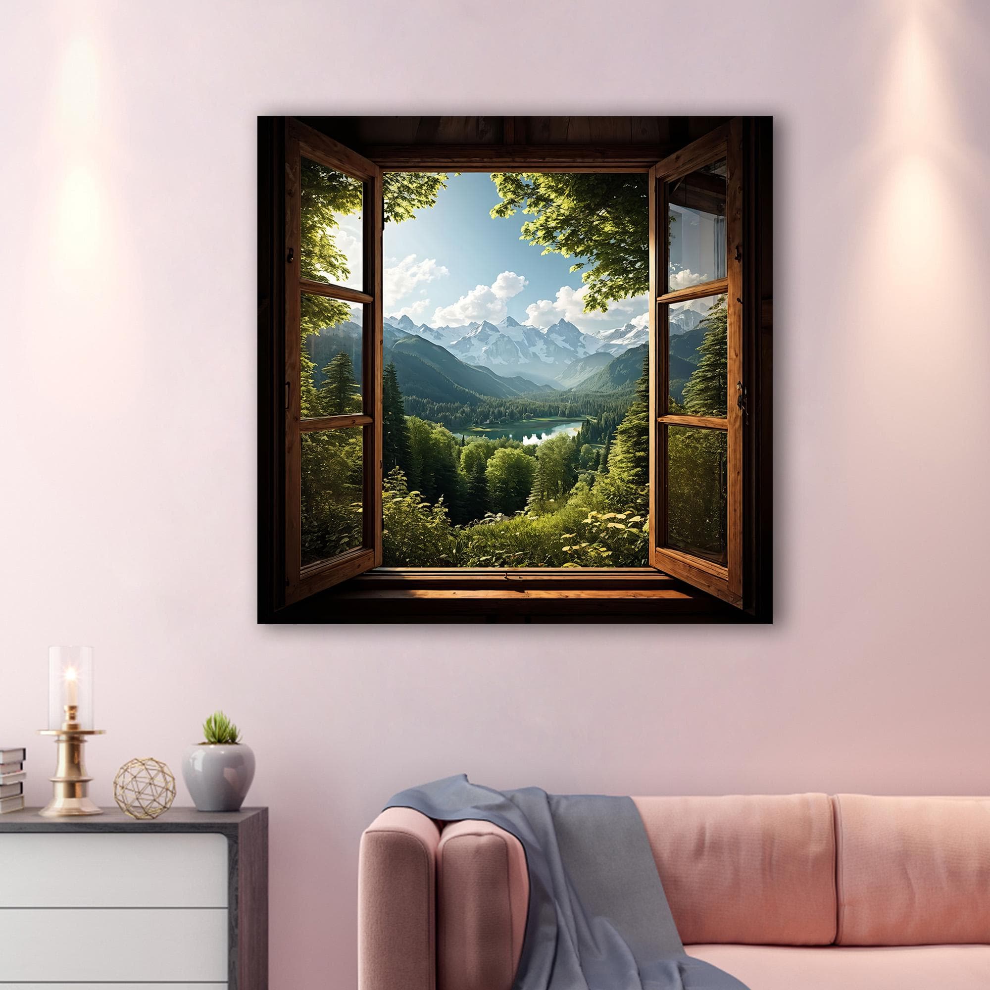 Window Landscape Canvas Art: Rustic Mountain View Wall Decor - image 4