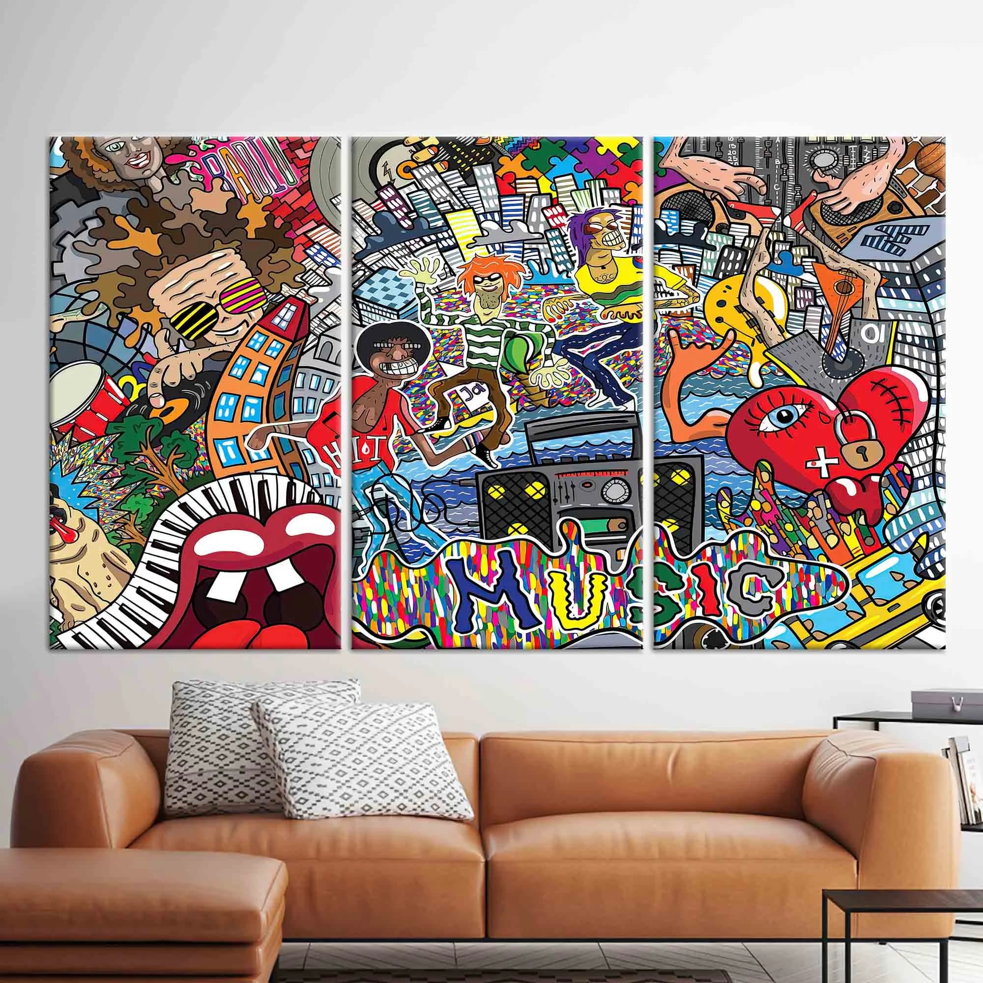 Music Graffiti Canvas Art: Colorful Abstract Print, Large Wall Decor - image 2