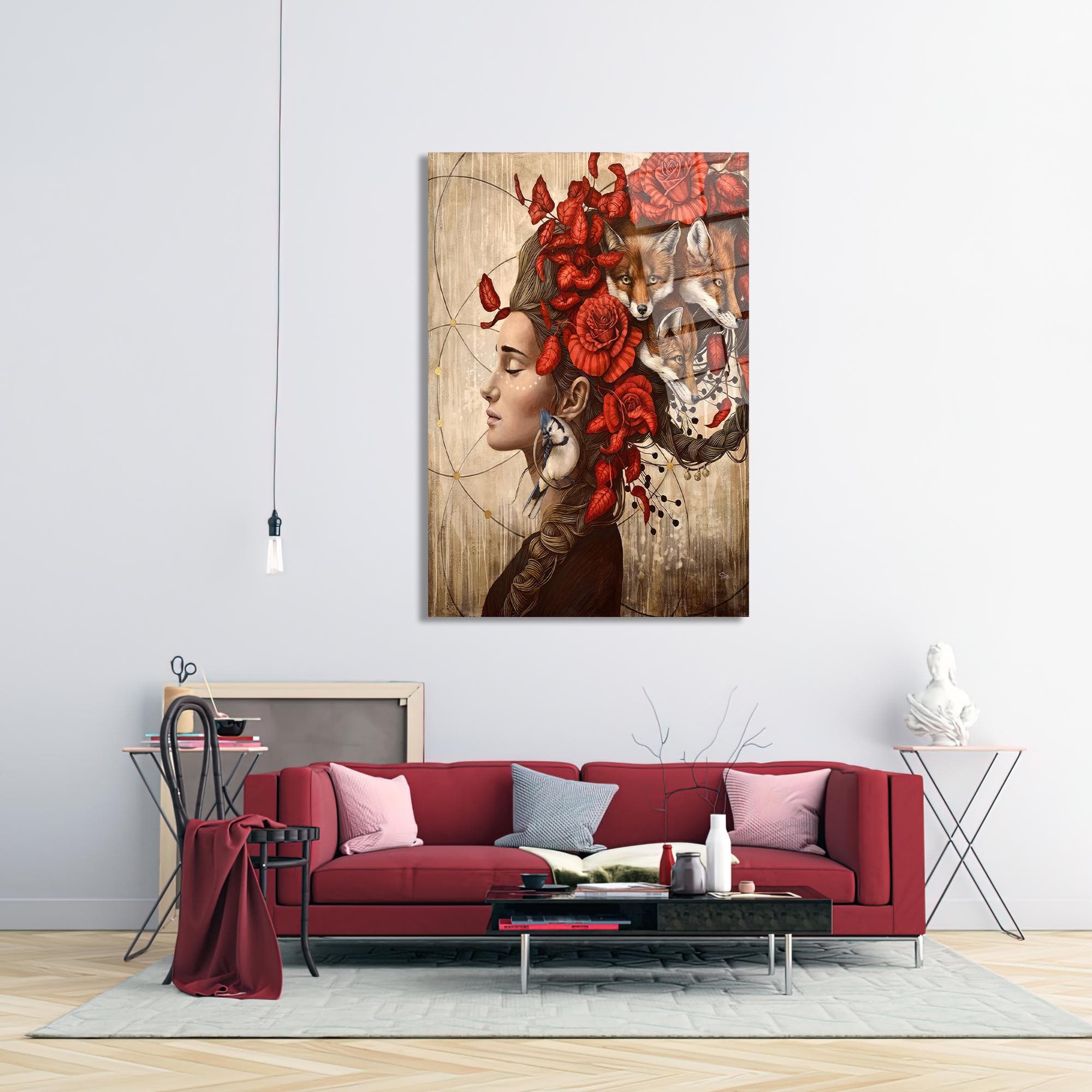 Woman and Bird Canvas Art: Floral Head Decor, Modern Print - image 3