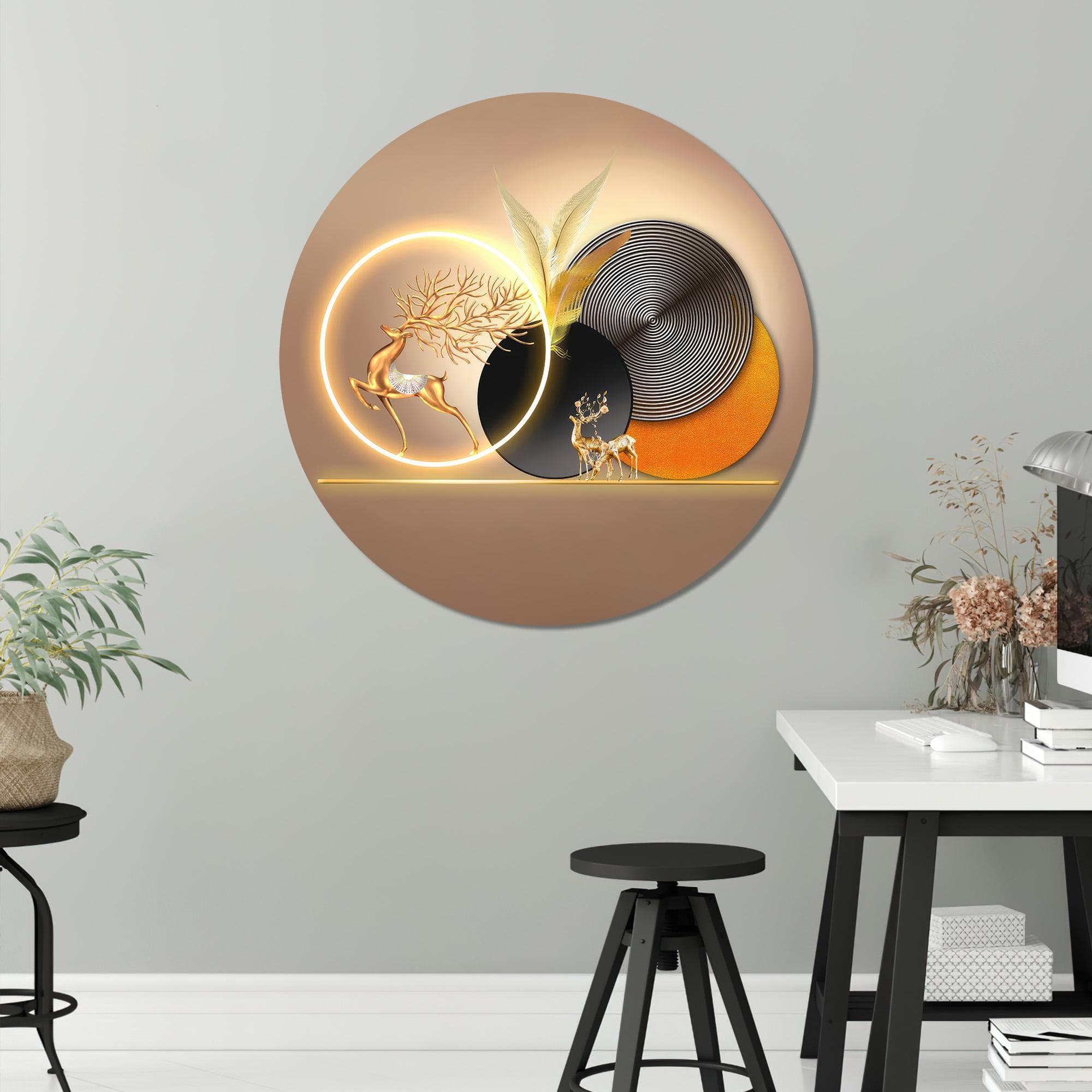 Golden Deer Tempered Glass Wall Art: Modern Home Decor - image 5