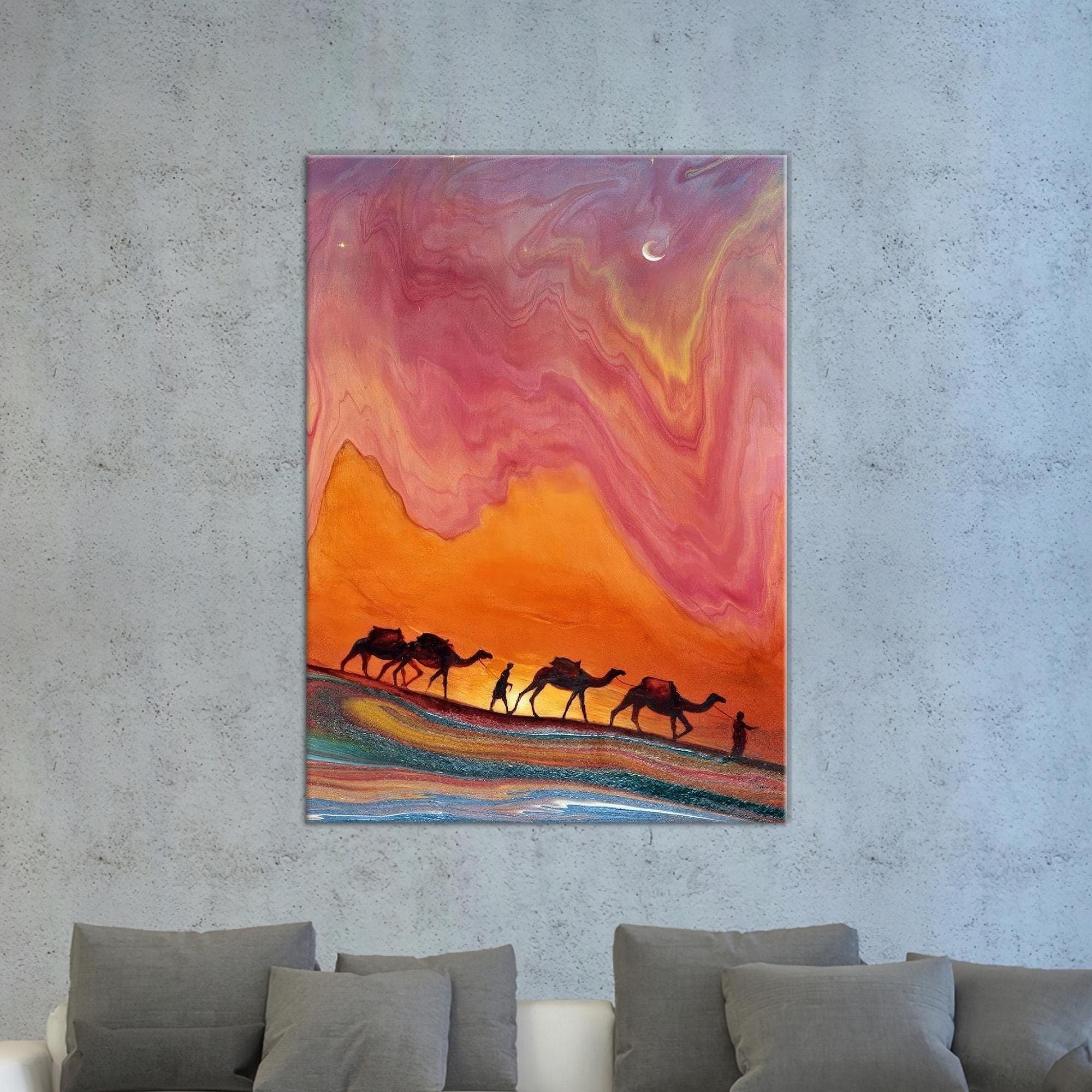 Islamic Art Artwork,Pink 3D Canvas,Orange Wall Art,Living Room Wall Art,Holiday Decor Art,3D Wall Art,Gifts,Wall Decoration,Large Wall Art,Gift For Him,Framed Wall Art,Halloween Decor Art,Housewarming Gift,