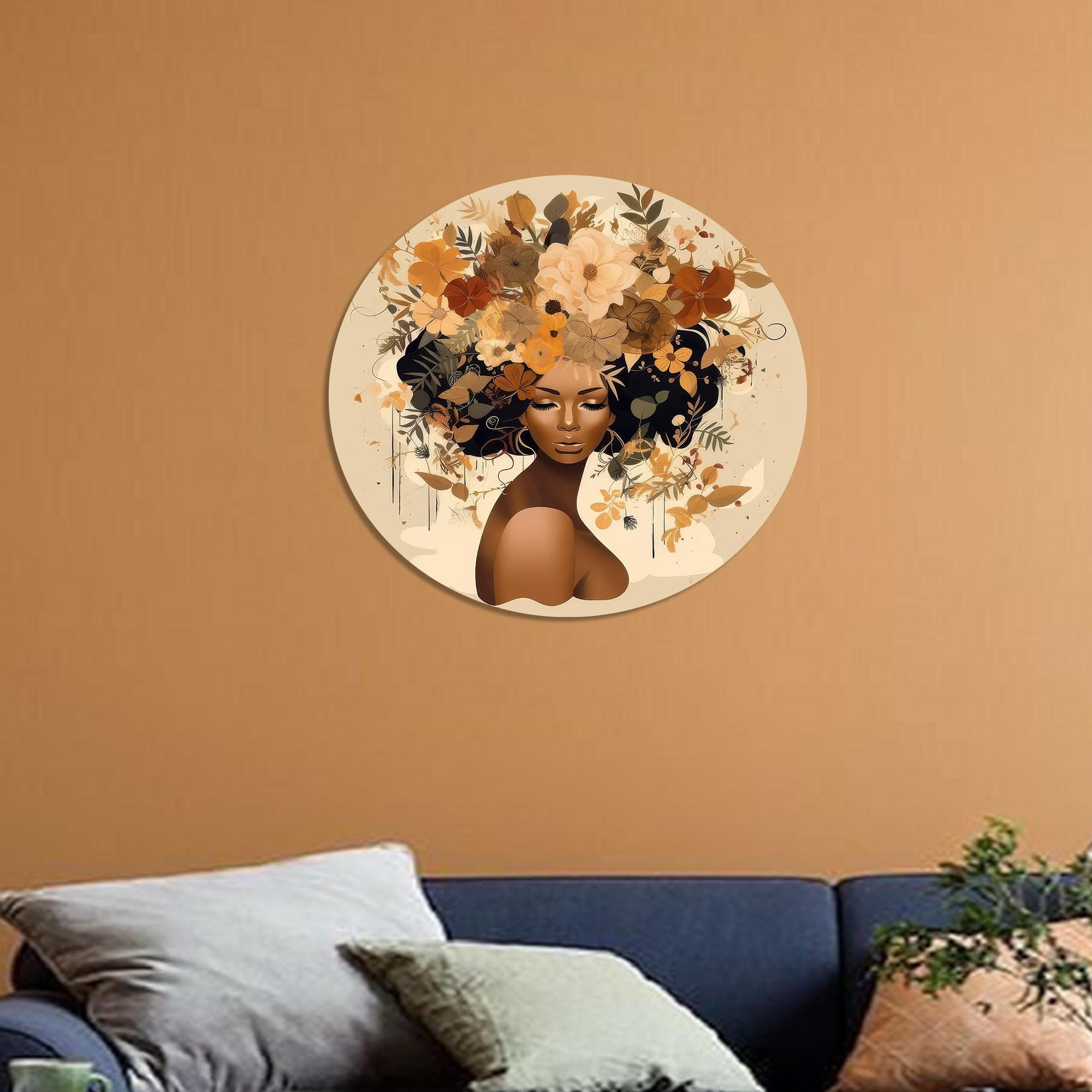 African Woman Flower Head Canvas Art: Modern Wall Decor - image 5