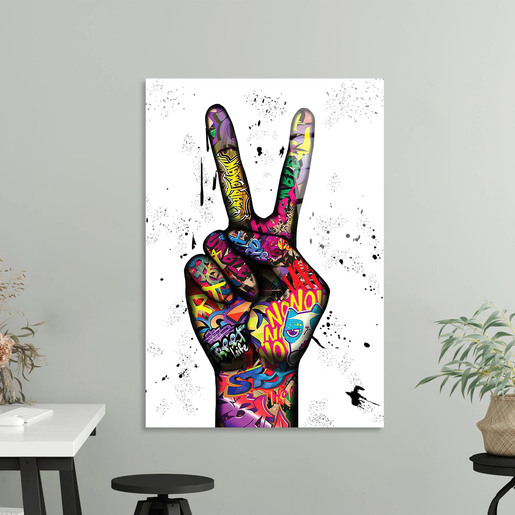 Peace Sign Graffiti Canvas Art: Modern Abstract Wall Decor - image 3