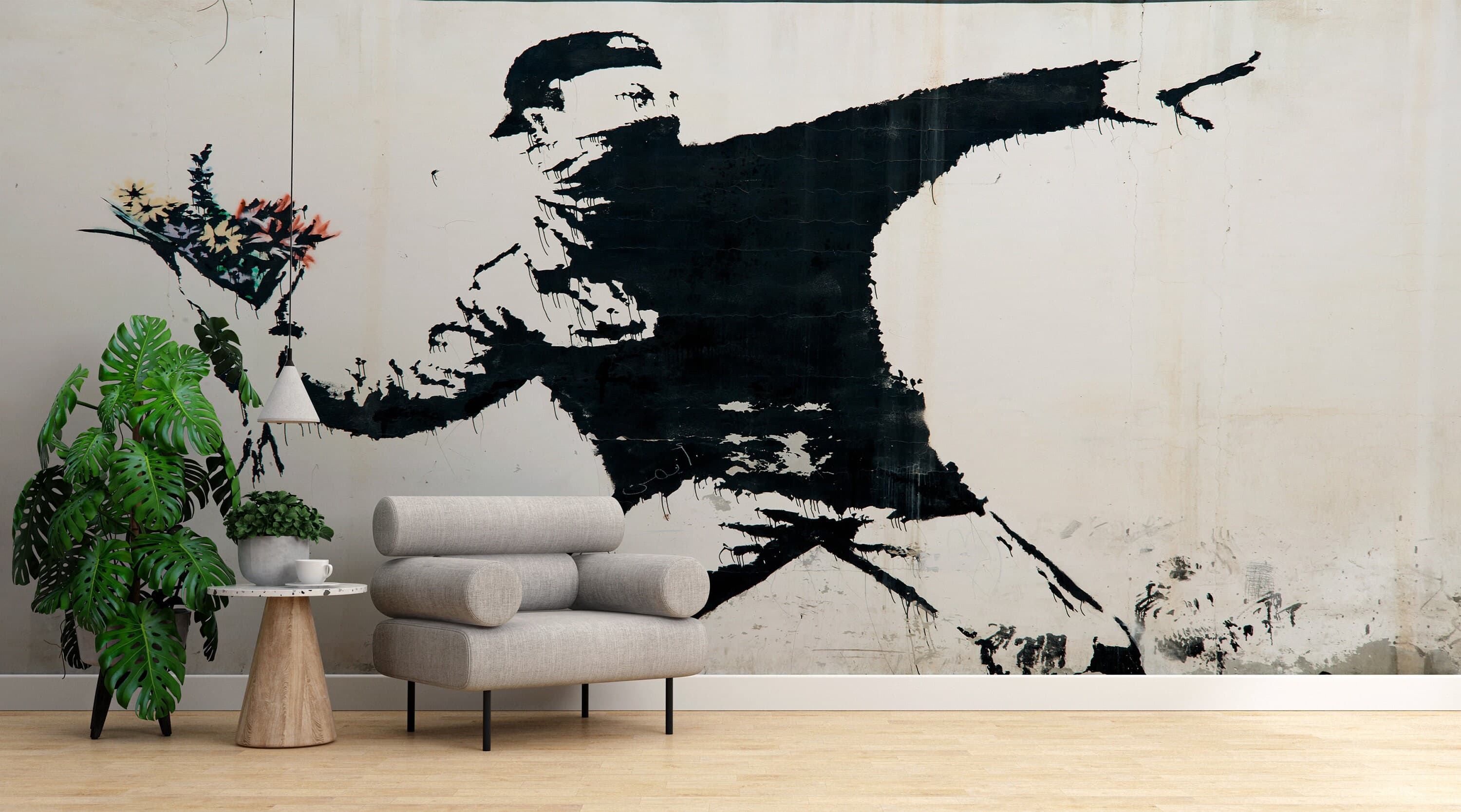 Banksy Flower Bomber Wall Mural: Modern Street Art Wallpaper - image 5