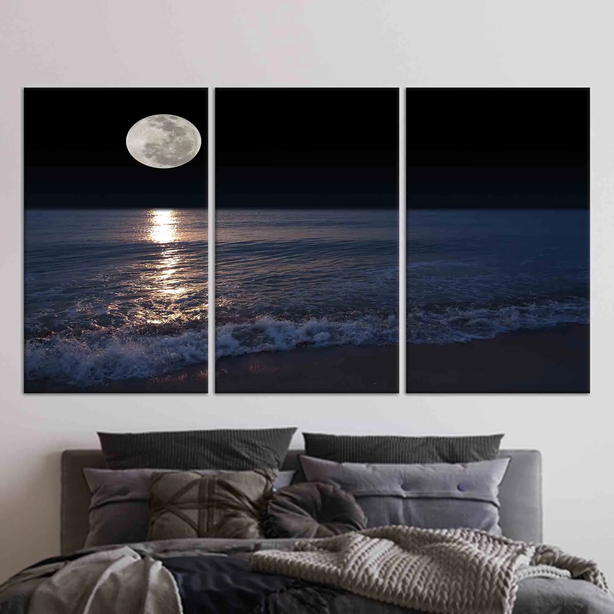 Full Moon Seascape Canvas Print: Night Landscape Wall Art - image 3