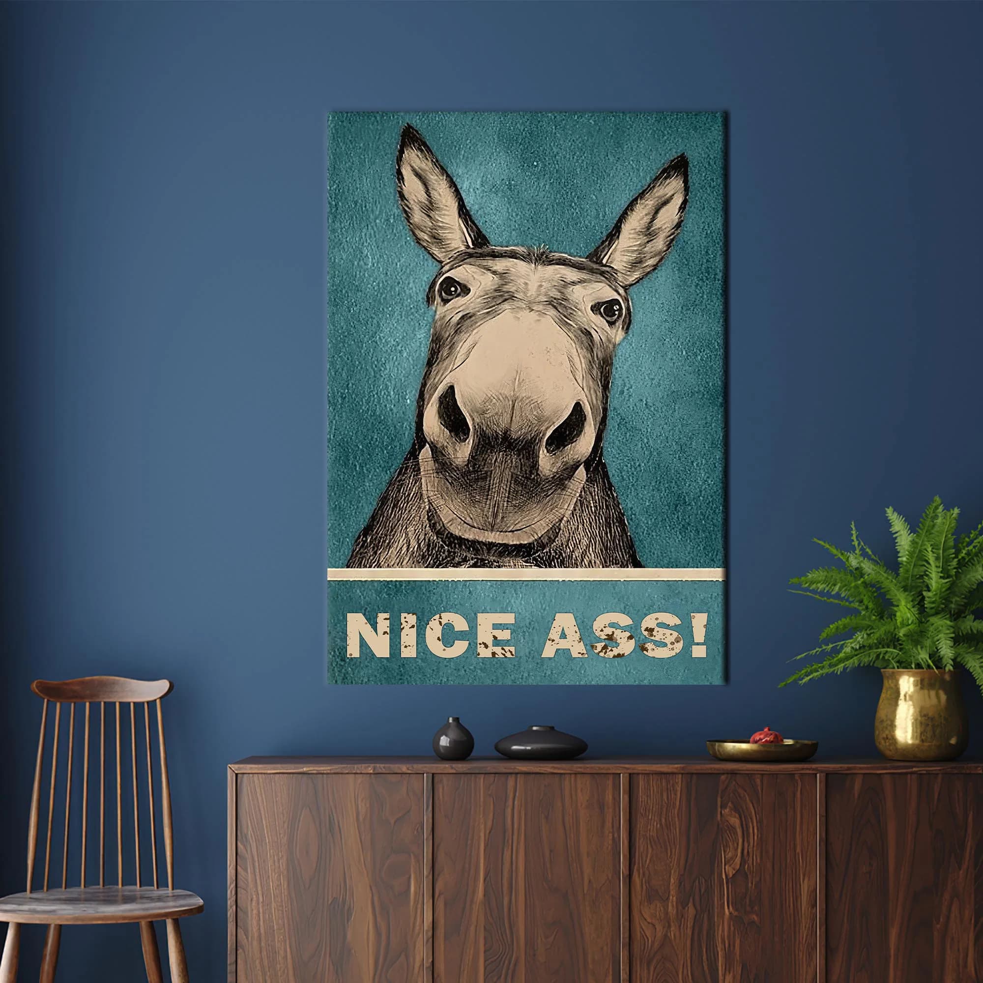 Funny Donkey Canvas Print: "Nice Ass" Bathroom Wall Art - image 3