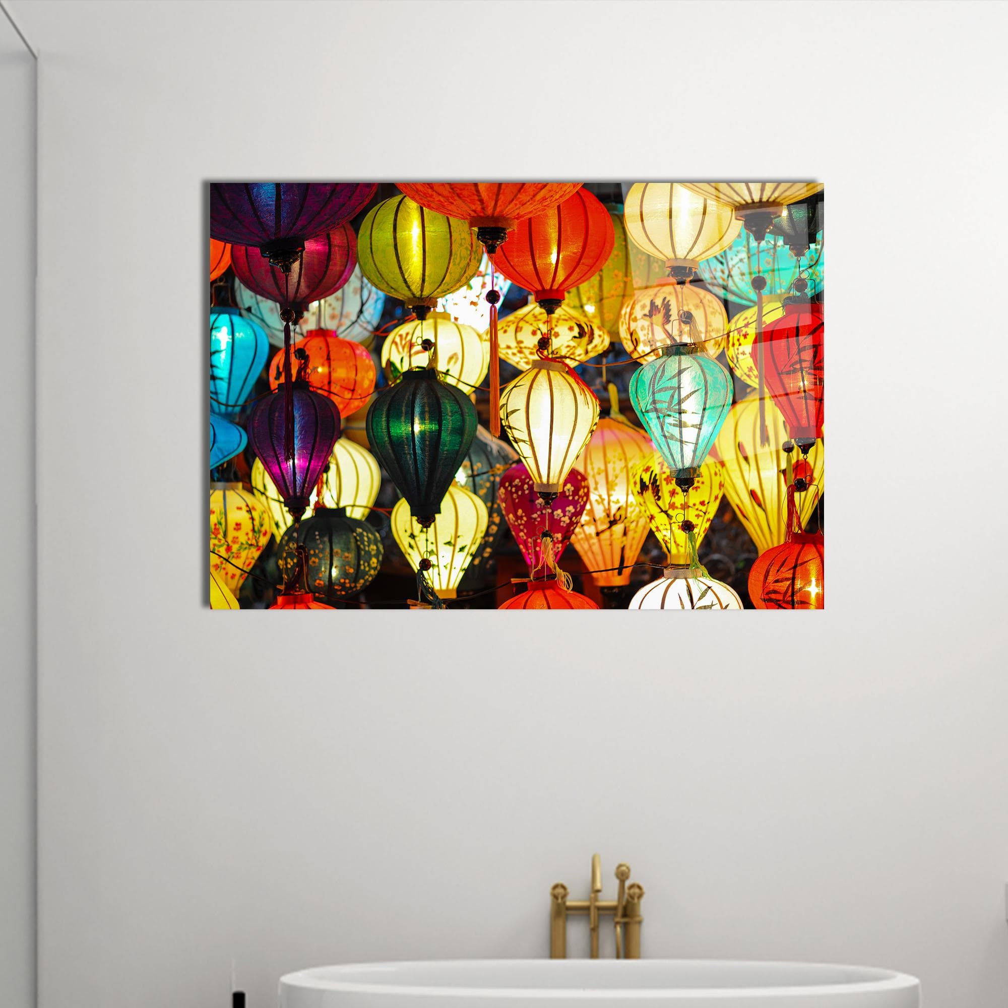 Lantern Canvas Art: Rainbow Asia Decor, Modern Glass Wall Art - image 3