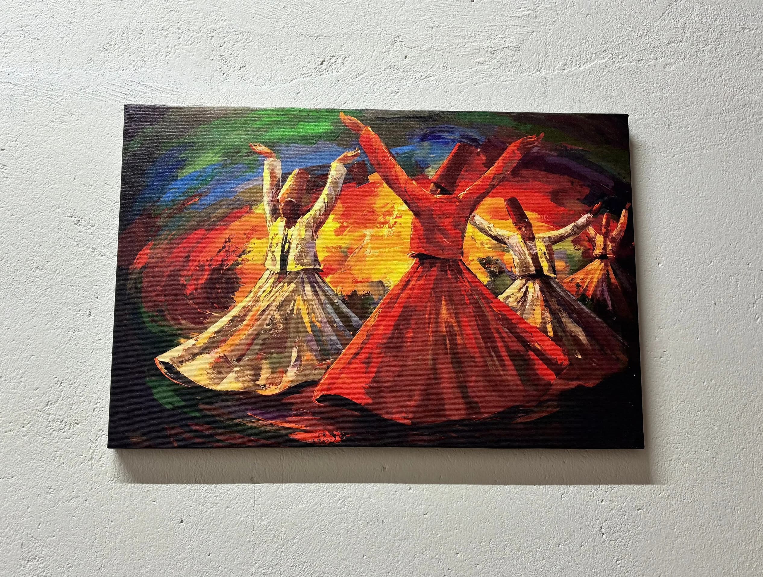 Whirling Dervish Oil Painting Canvas Print: Muslim Art Wall Decor