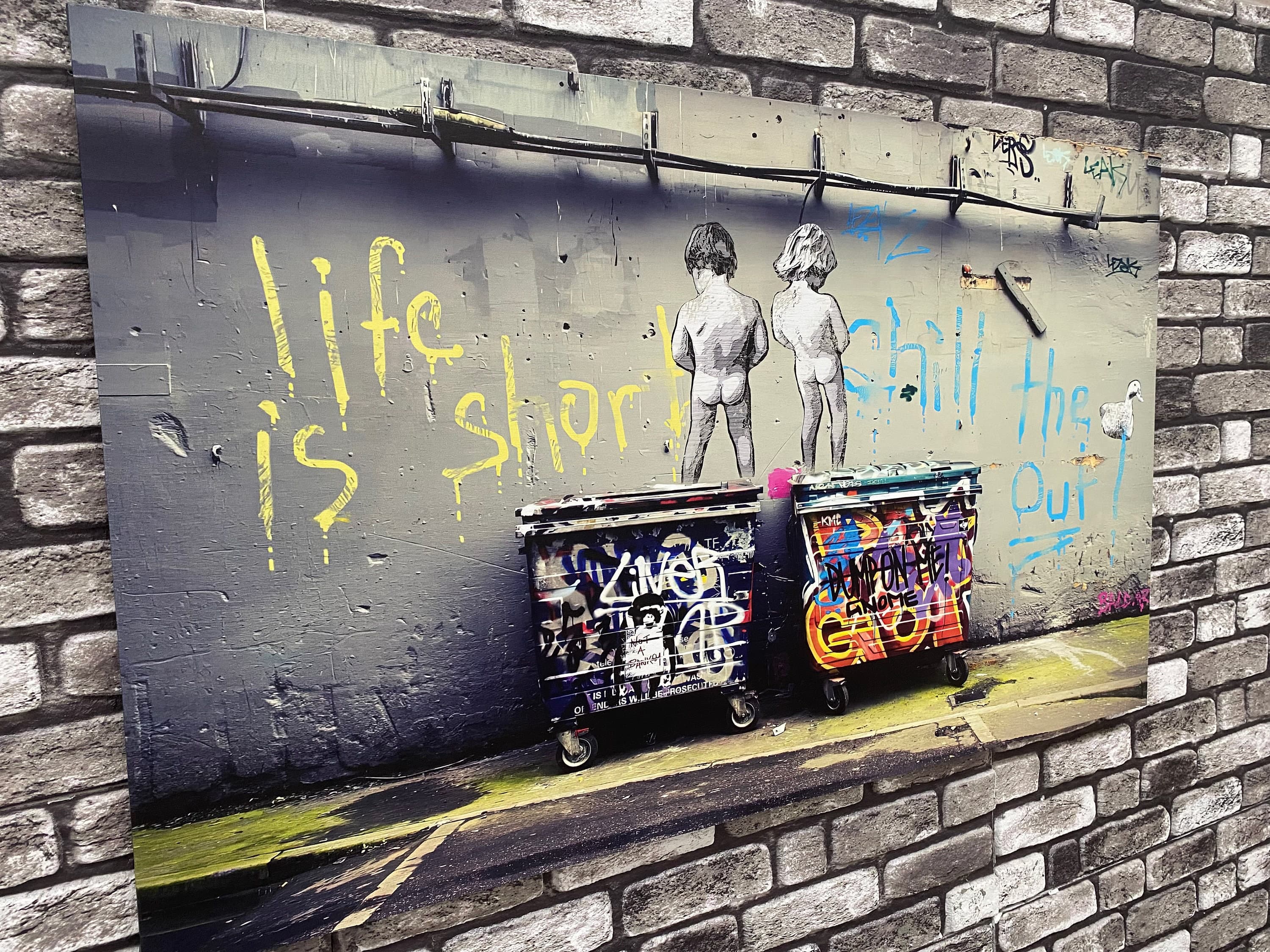 Banksy Graffiti Canvas Art: Framed Trendy Wall Decor