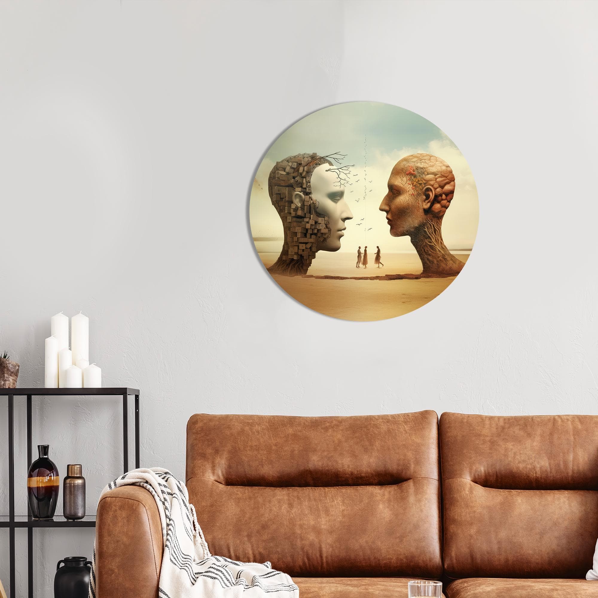 Surreal Heads Canvas Art: Abstract Desert Skull Castles Decor - image 5