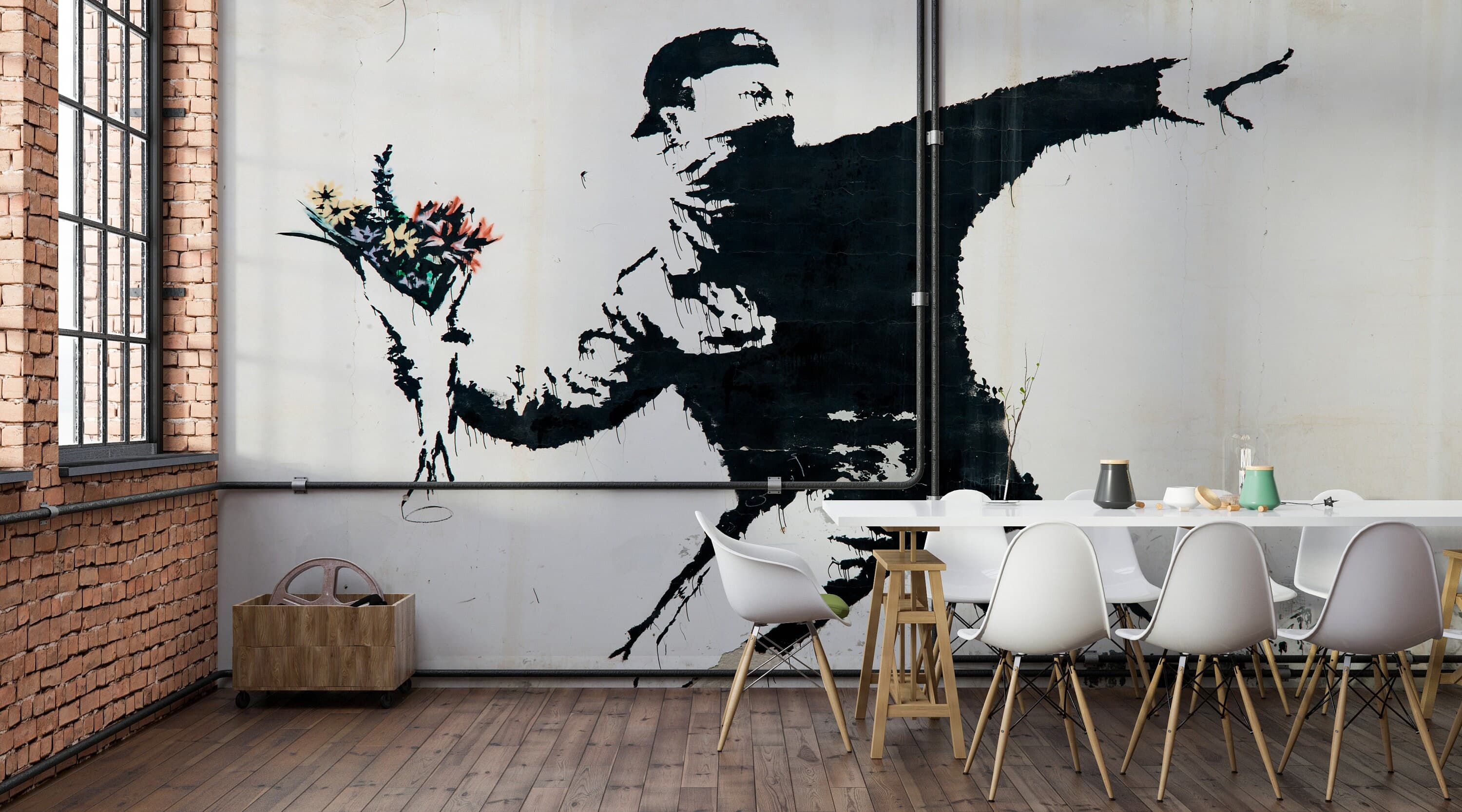 Banksy Flower Bomber Wall Mural: Modern Street Art Wallpaper - image 3
