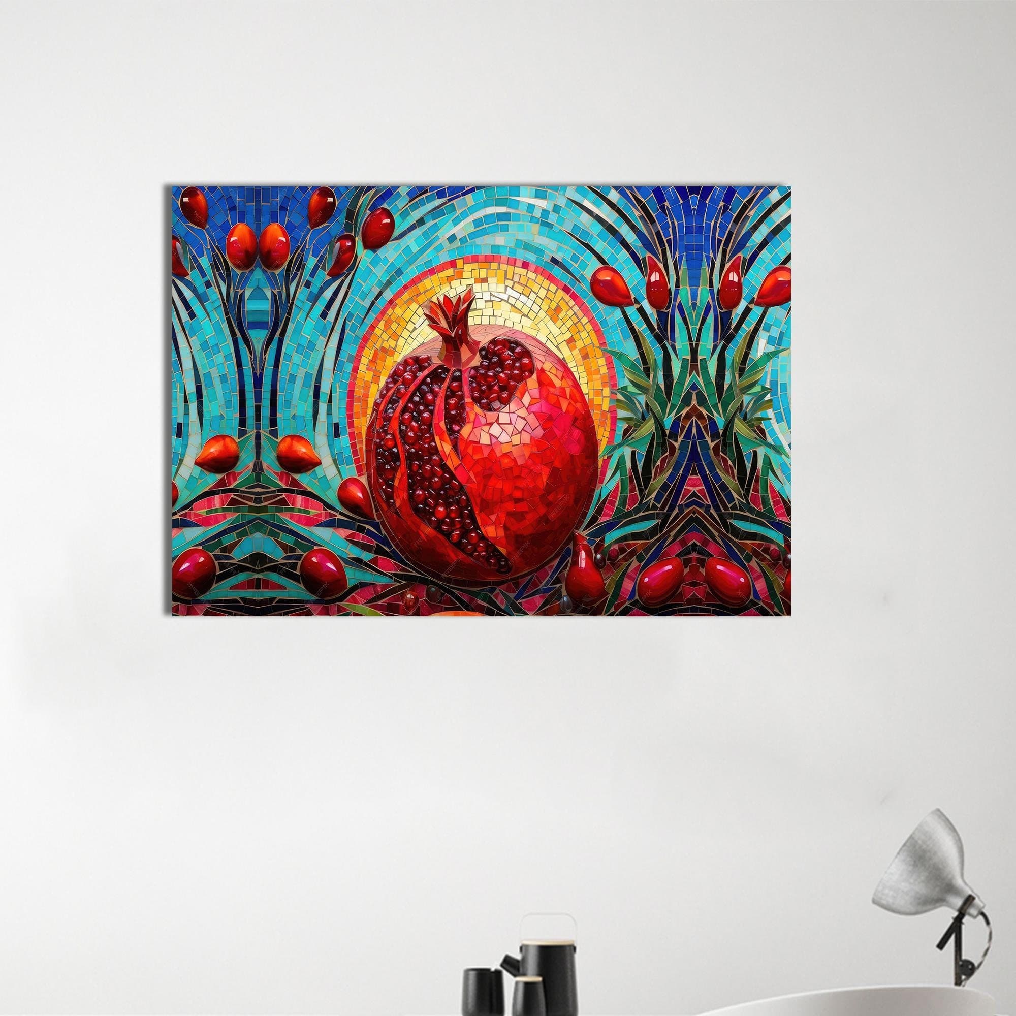 Pomegranate Glass Art Print: Modern Kitchen Wall Decor