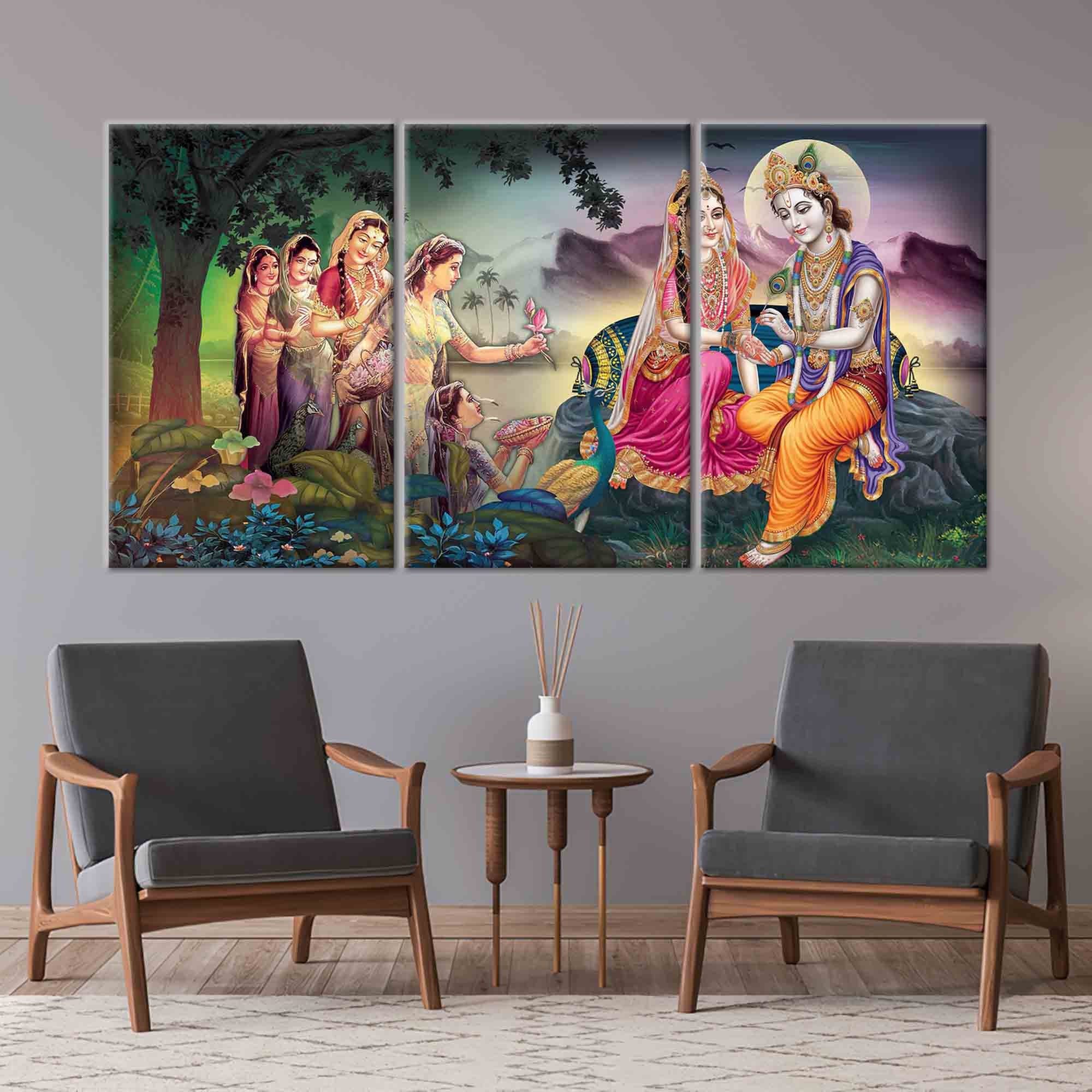 Radha Krishna Canvas Painting: Traditional Indian Wall Art - image 3