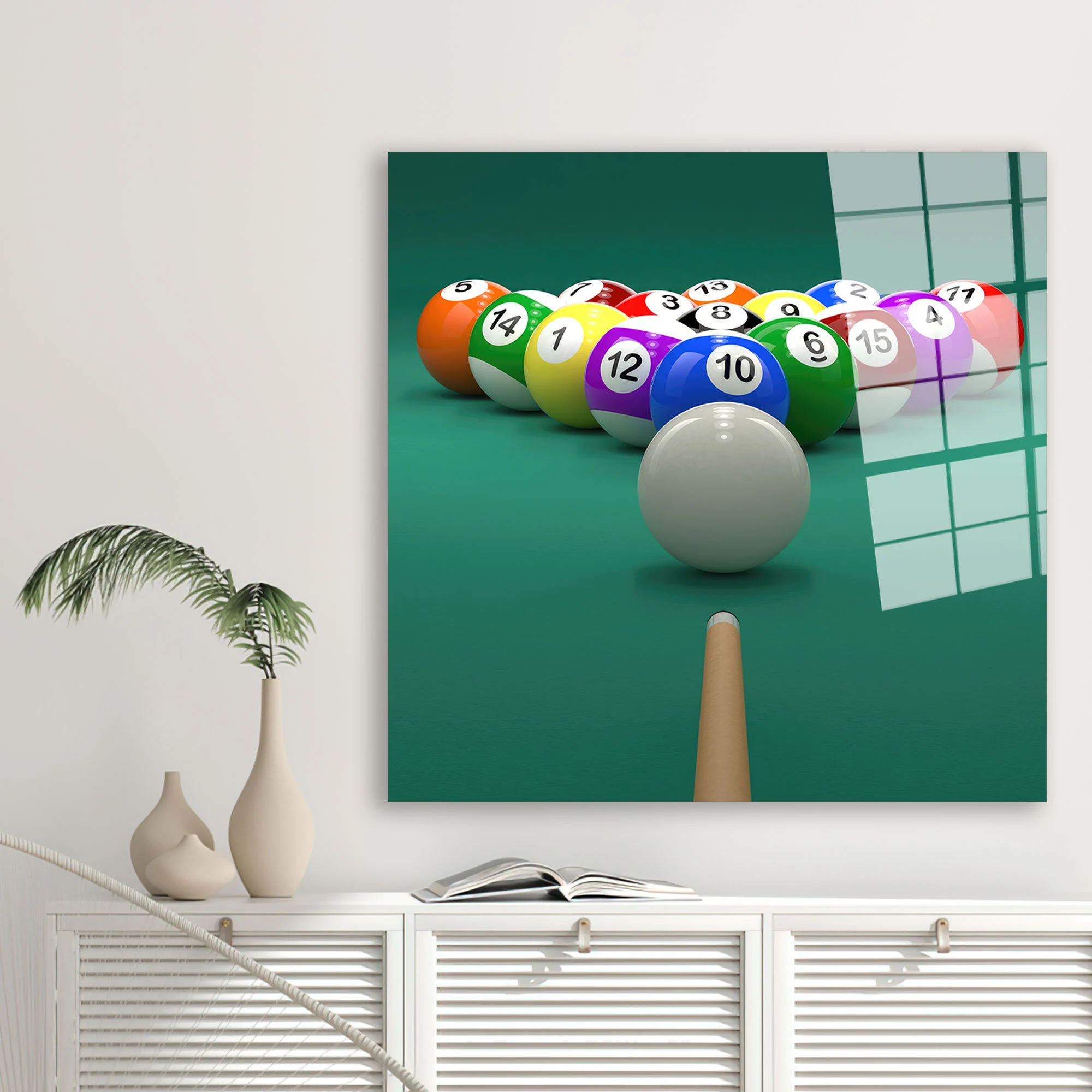 Billiard Balls Glass Wall Art: Colorful Office Decor - image 4