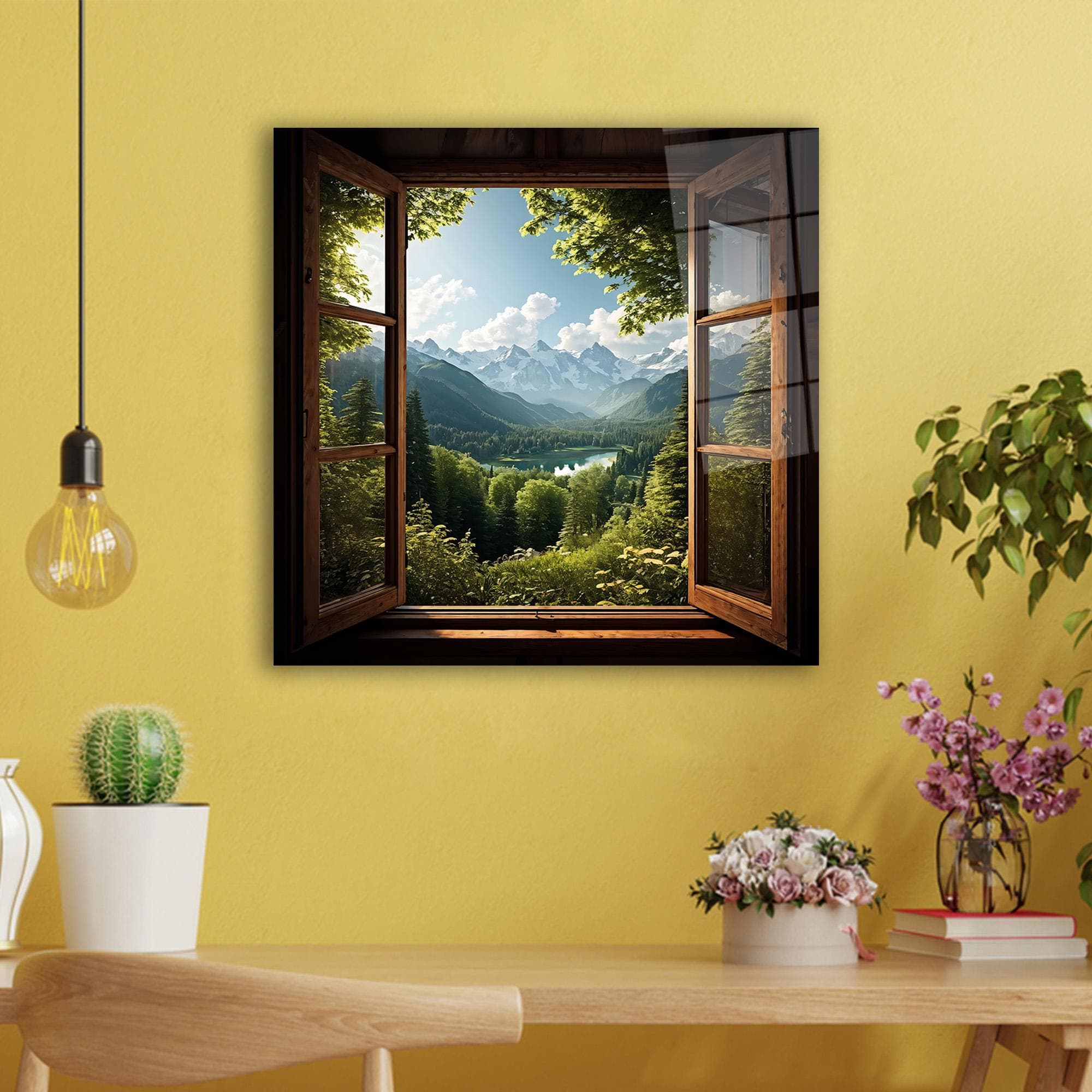 Window Landscape Canvas Art: Rustic Mountain View Wall Decor - image 3