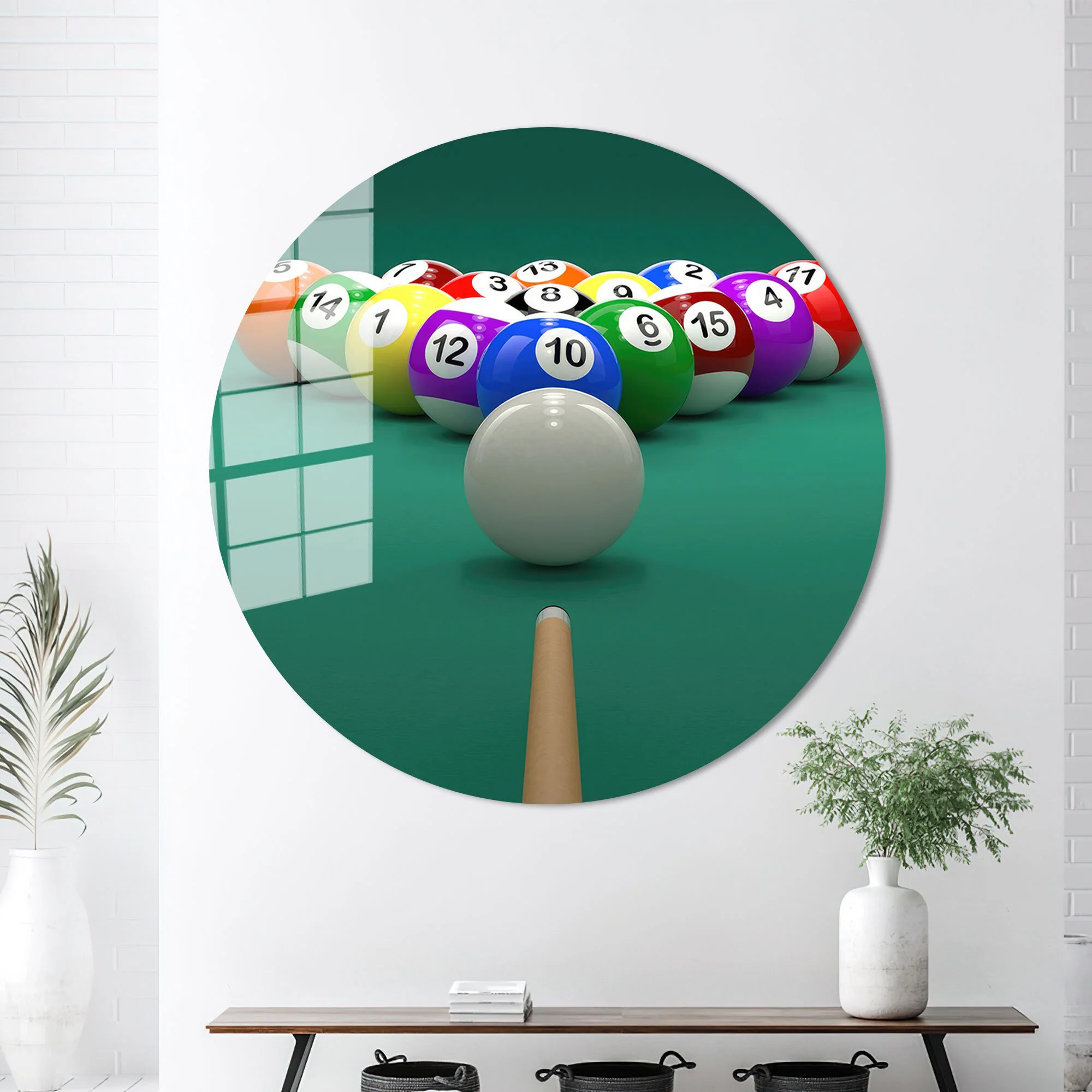 Billiard Balls Glass Wall Art: Colorful Office Decor