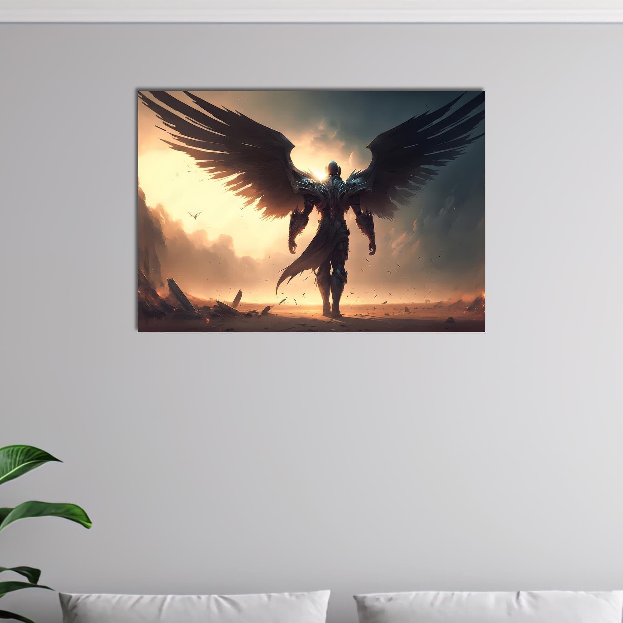 Archangel Canvas Print: Warrior Angel Wall Art, Modern Home Decor