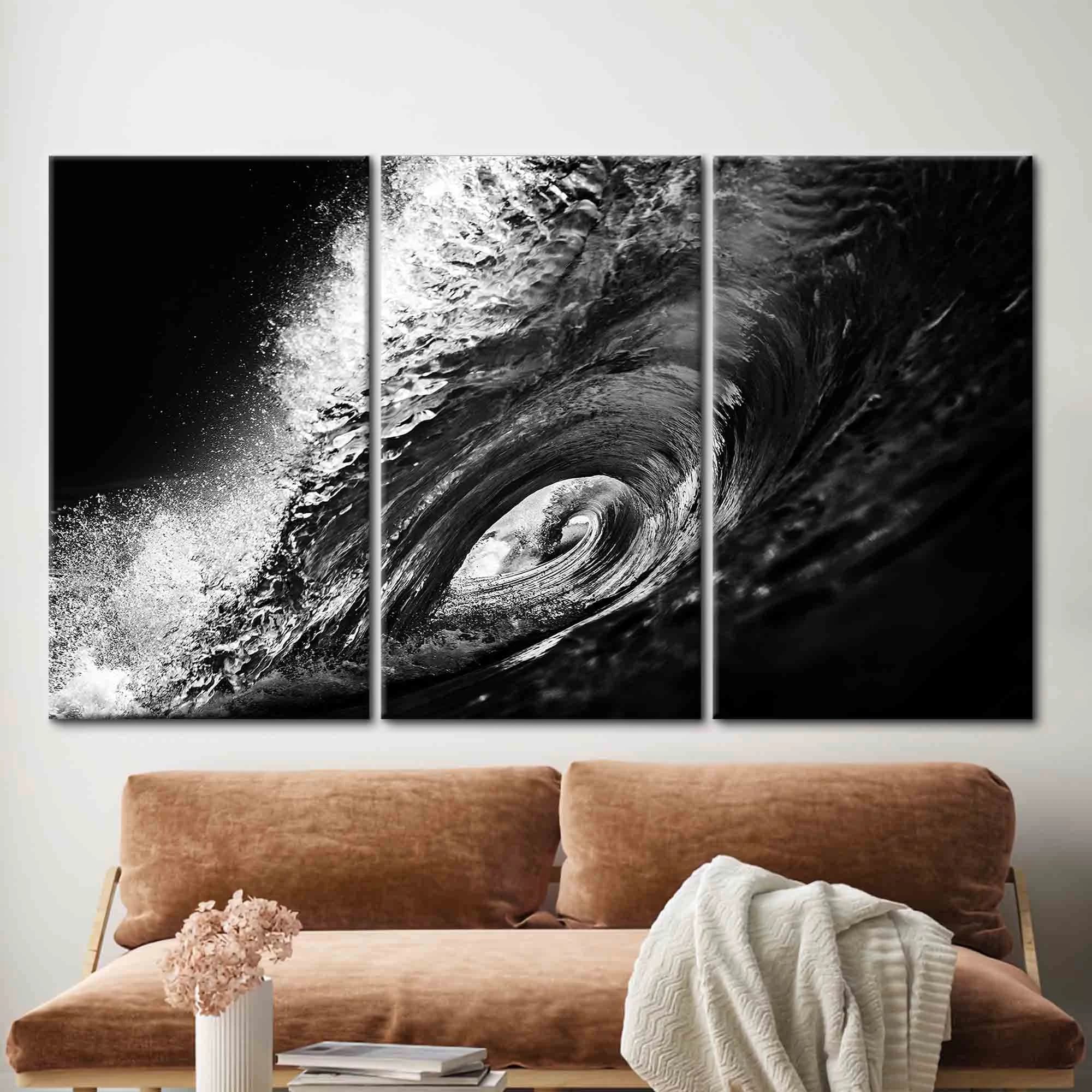 Black and White Wave Canvas Art: Surf Landscape Wall Decor - image 3