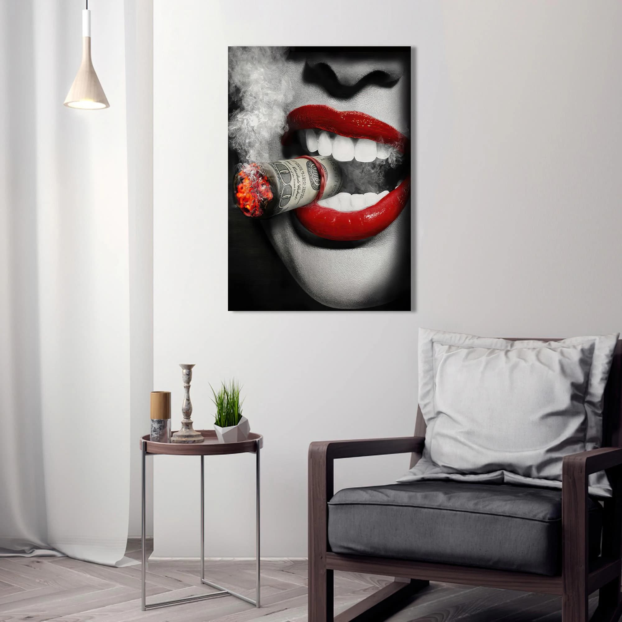 Modern Wall Decor, Money Cigar Glass Wall Art, Room Decor, Woman Wall Decor, Woman Smoking Cigar Glass Wall, Personalized Gift For Her, - image 3