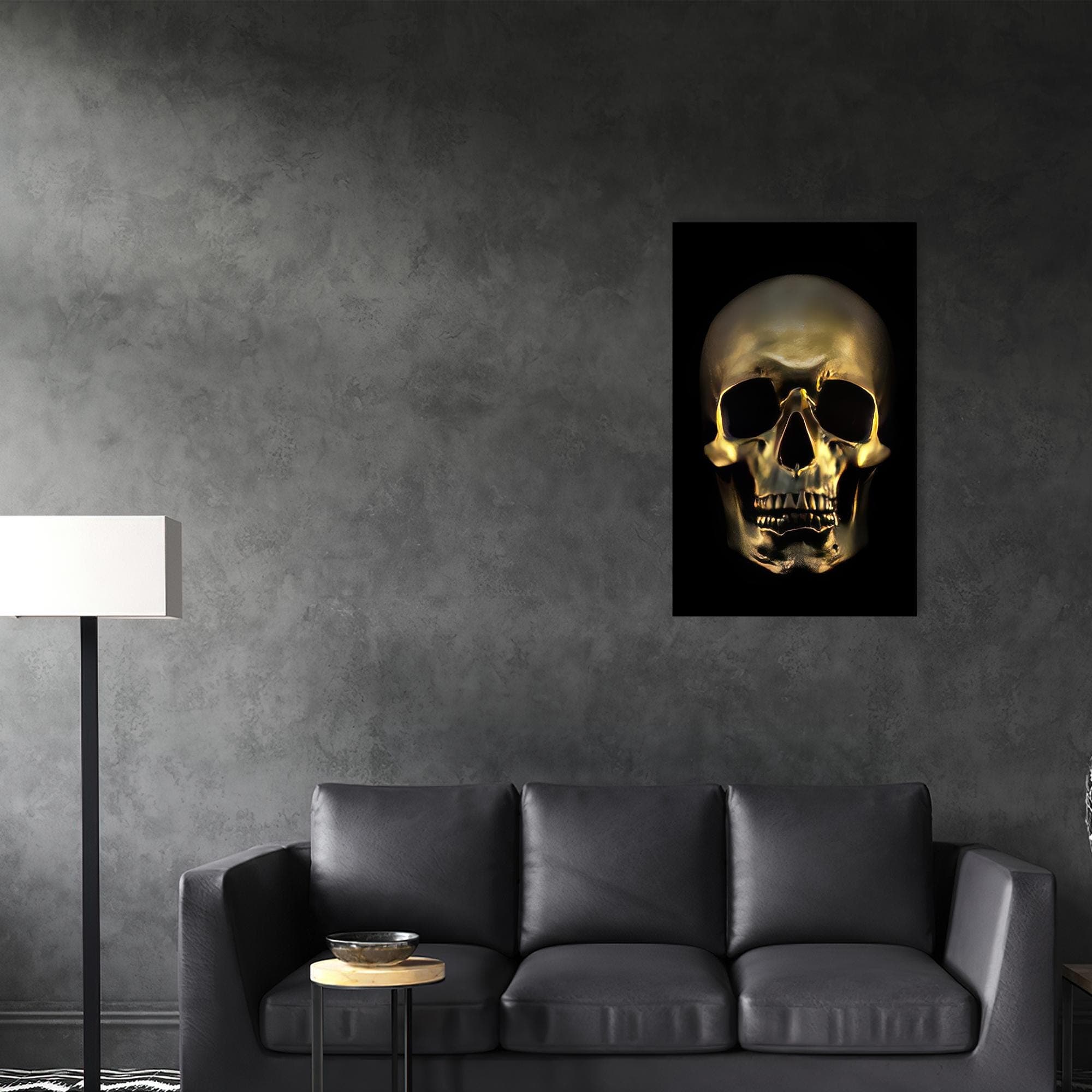 Golden Skull Tempered Glass Wall Art: Modern Boho Decor - image 4