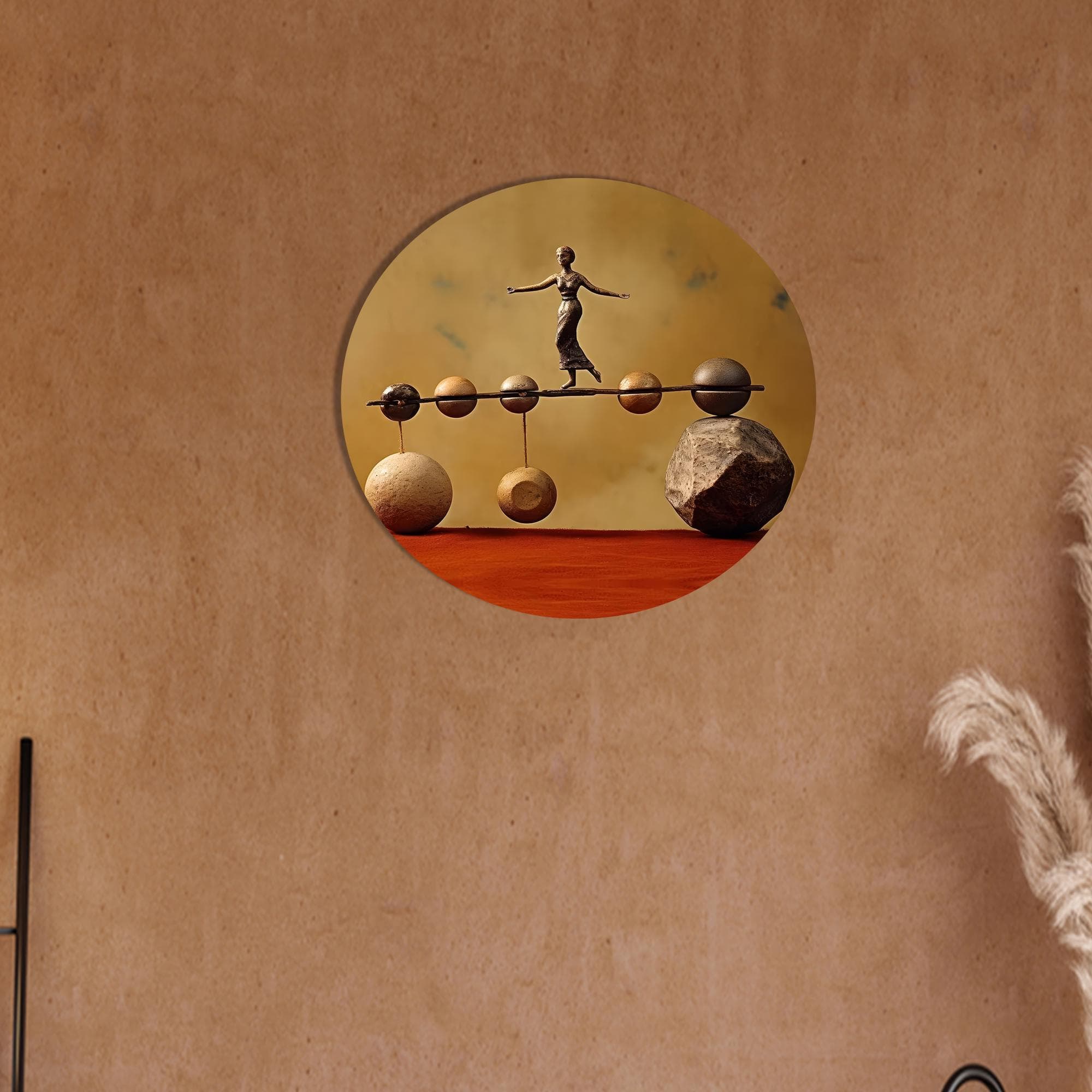 Abstract Woman Balancing Act Glass Wall Art: Bohemian Decor - image 5