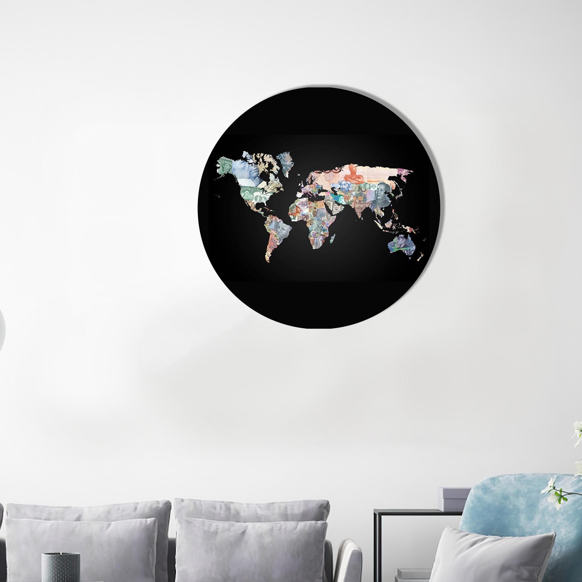 Office Glass Wall Art, Map Wall Decoration, Money World Map Glass Decor, Large Wall Art, Black Glass Wall Art, Personalized Wedding Gift, - image 5