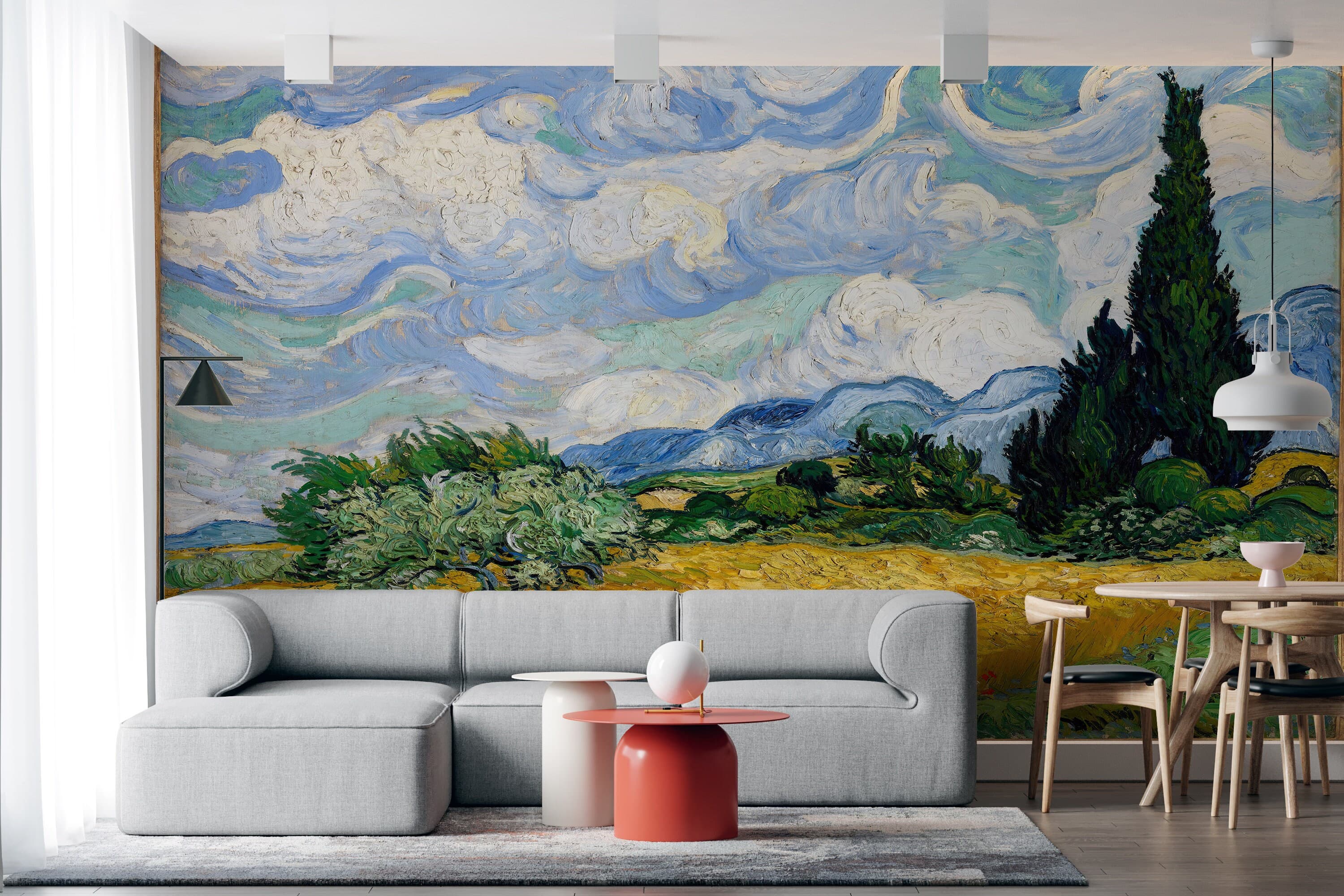 Wheat Field with Cypresses Wallpaper: Famous Landscape Wall Art