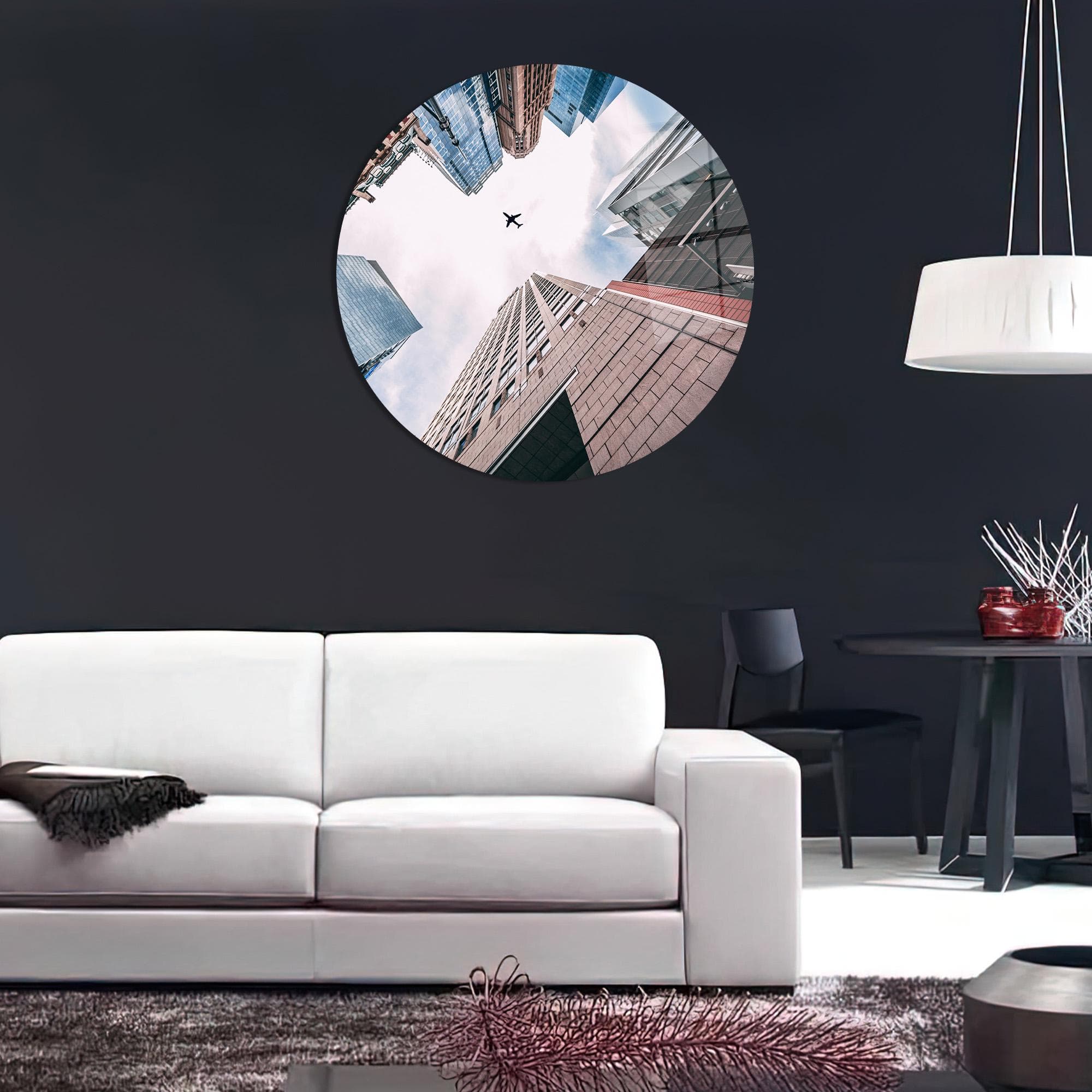 Cityscape Canvas Print: Airplane in Sky, Modern Wall Art - image 4